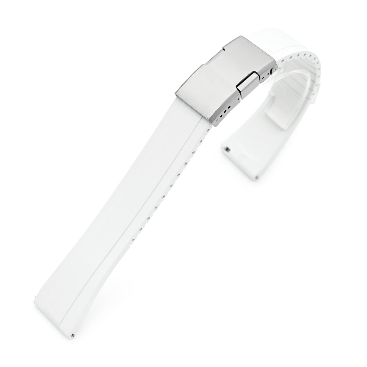 Quick Release FKM27 White Titanium Slinea Clasp FKM Rubber watch strap, 20mm or 22mm Strapcode watch bands