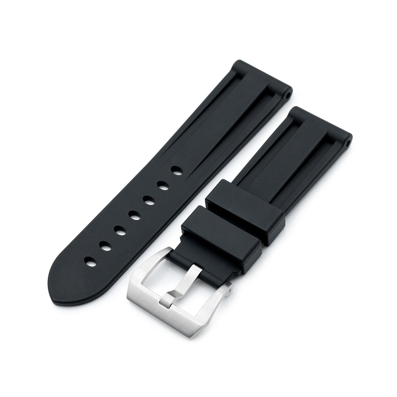 24mm FKM30 Black Rubber Watch Band Strapcode Watch Bands