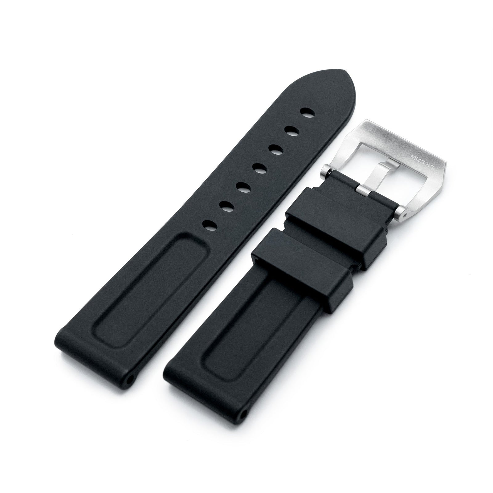 24mm FKM30 Black Rubber Watch Band Strapcode Watch Bands