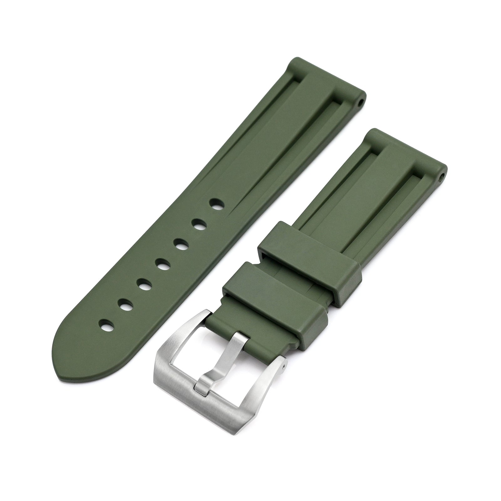 Premium FKM30 Black Rubber Watch Band with Dual Groove Design for Panerai Strapcode watch bands