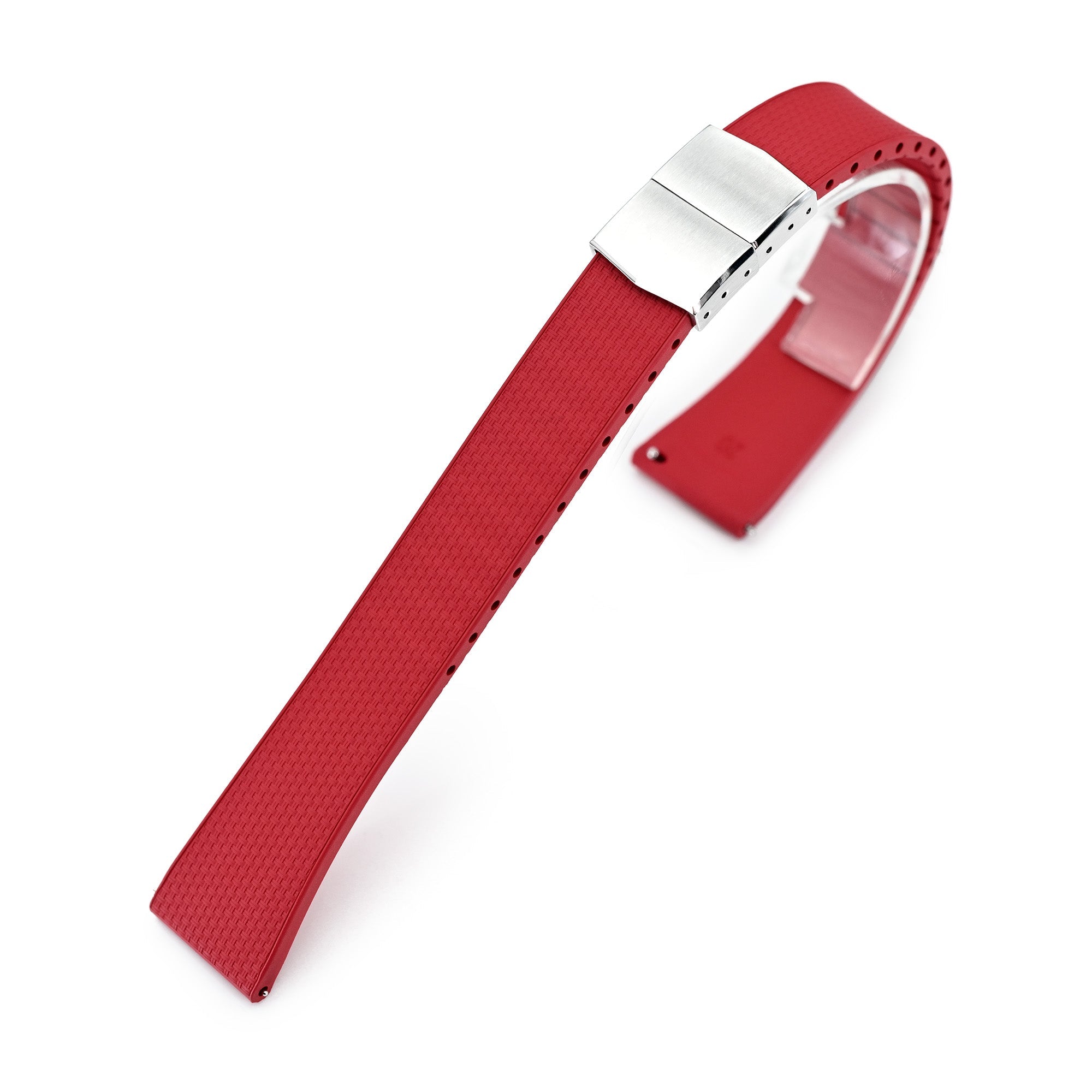 20mm FKM32 Red Rubber Q.R. Deployant FKM Watch Band | Strapcode