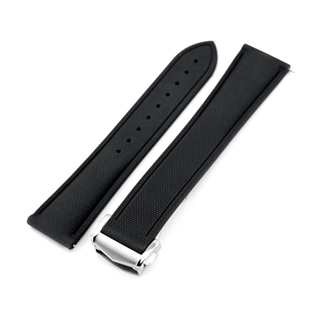 21mm FKM33 Black Rubber Q.R. Deployant FKM Watch Band | Strapcode