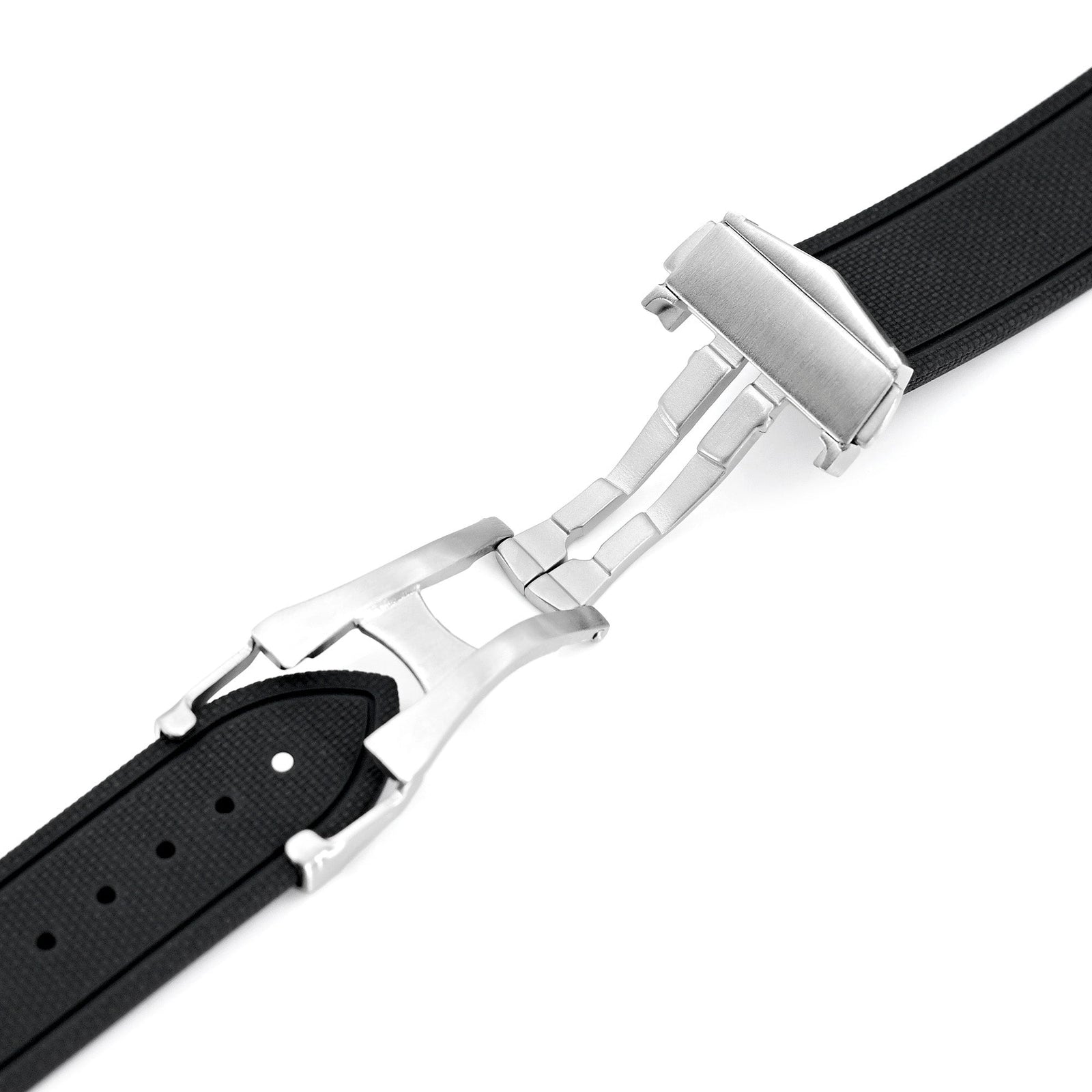 21mm FKM33 Black Rubber Quick Release Watch Band, Deployment Clasp Strapcode watch bands