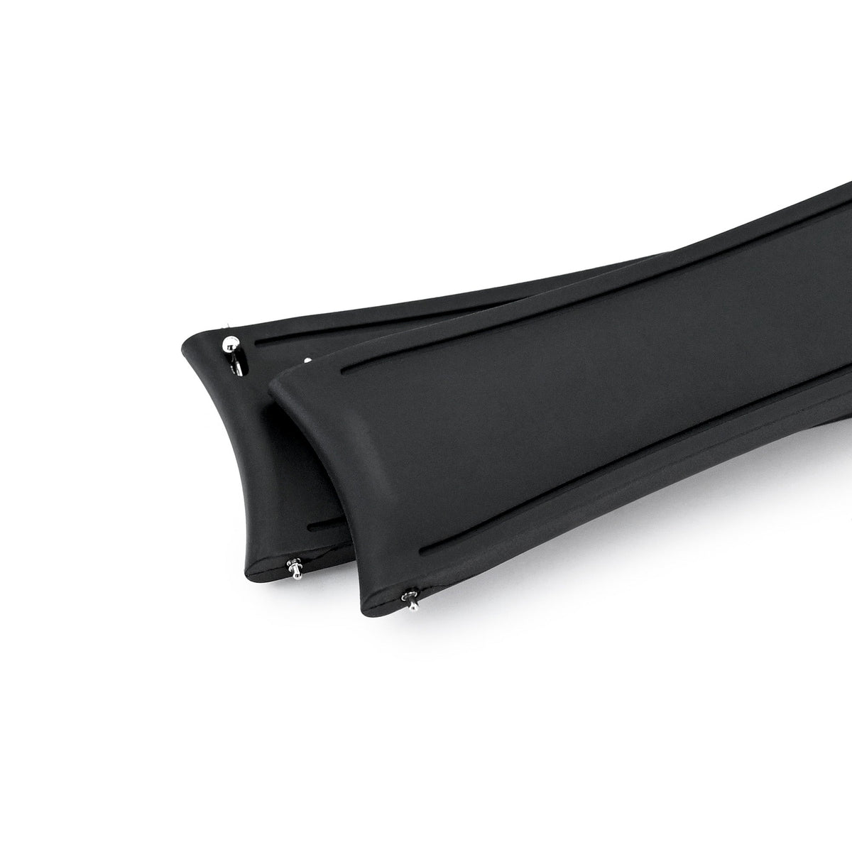 20mm or 22mm FKM34 Black Rubber Quick Release Watch Band, Deployment Clasp Strapcode watch band