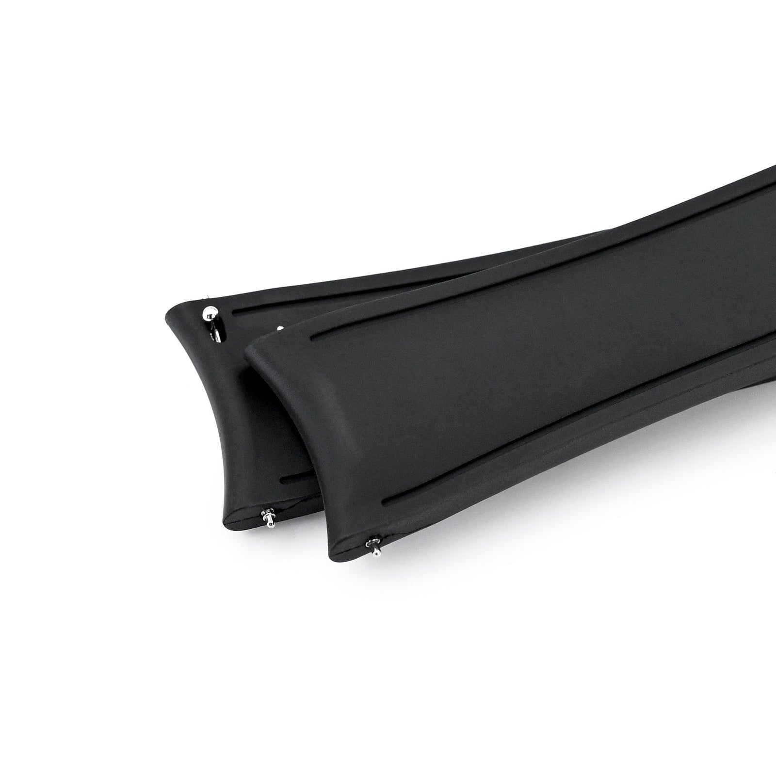 20mm or 22mm FKM34 Black Rubber Quick Release Watch Band, Deployment Clasp Strapcode watch band