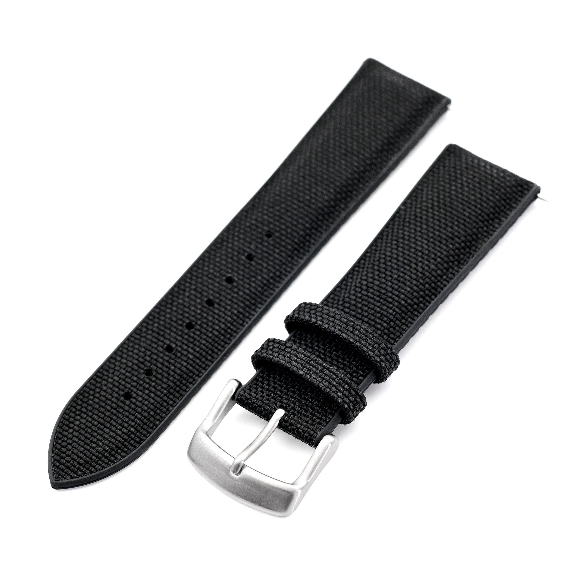 Black FKM35 Sailcloth FKM Quick Release Rubber Watch Band | Strapcode