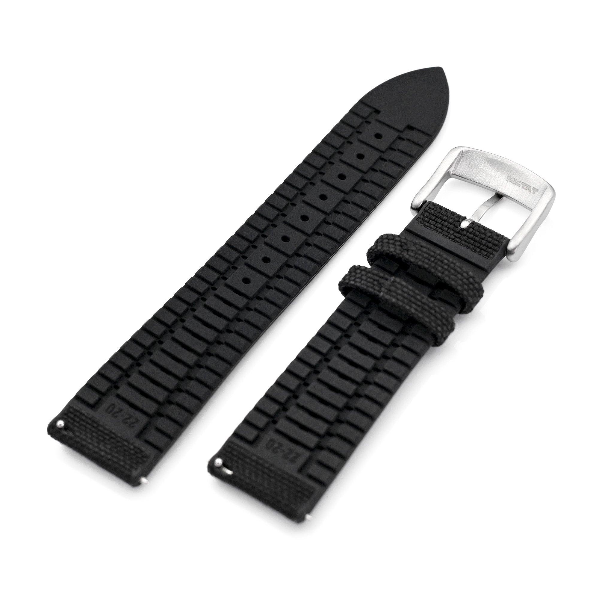 Black FKM35 Sailcloth FKM Quick Release Rubber Watch Band | Strapcode