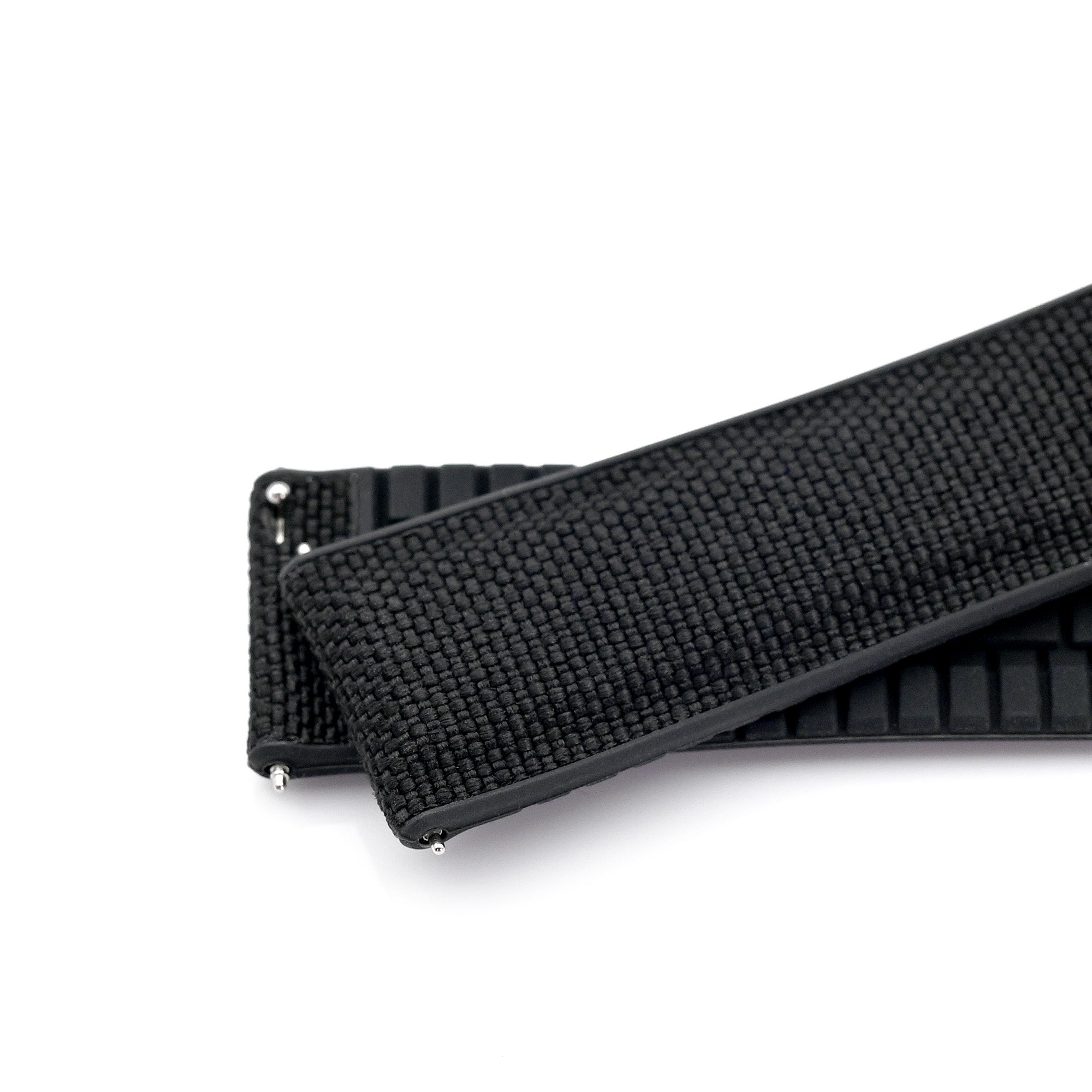 Black FKM35 Sailcloth FKM Quick Release Rubber Watch Band | Strapcode