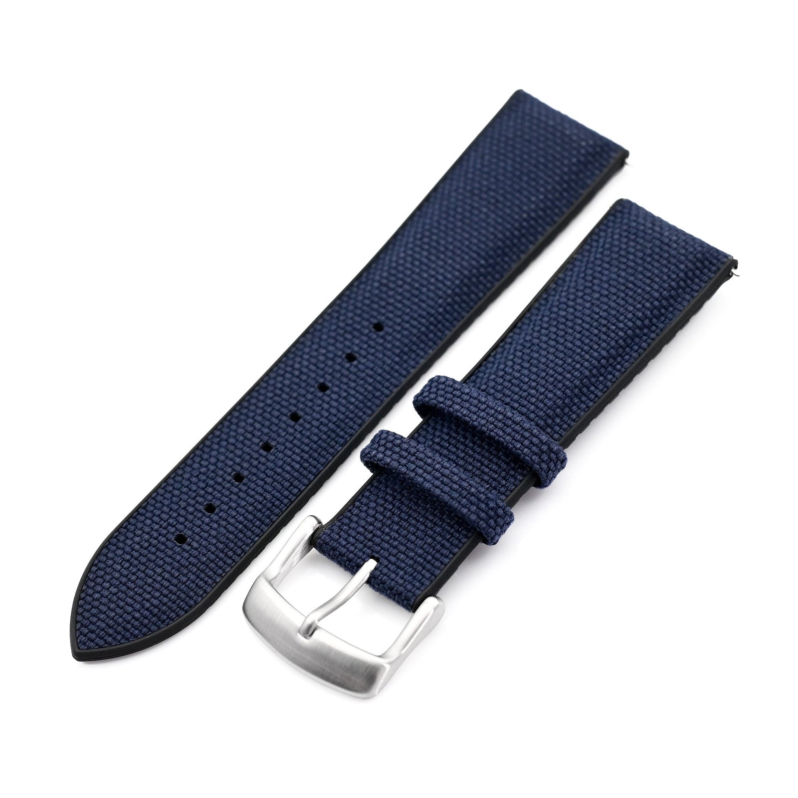 Navy Blue FKM35 Sailcloth FKM Quick Release Rubber Watch Band, 19mm to 22mm  Strapcode watch bands