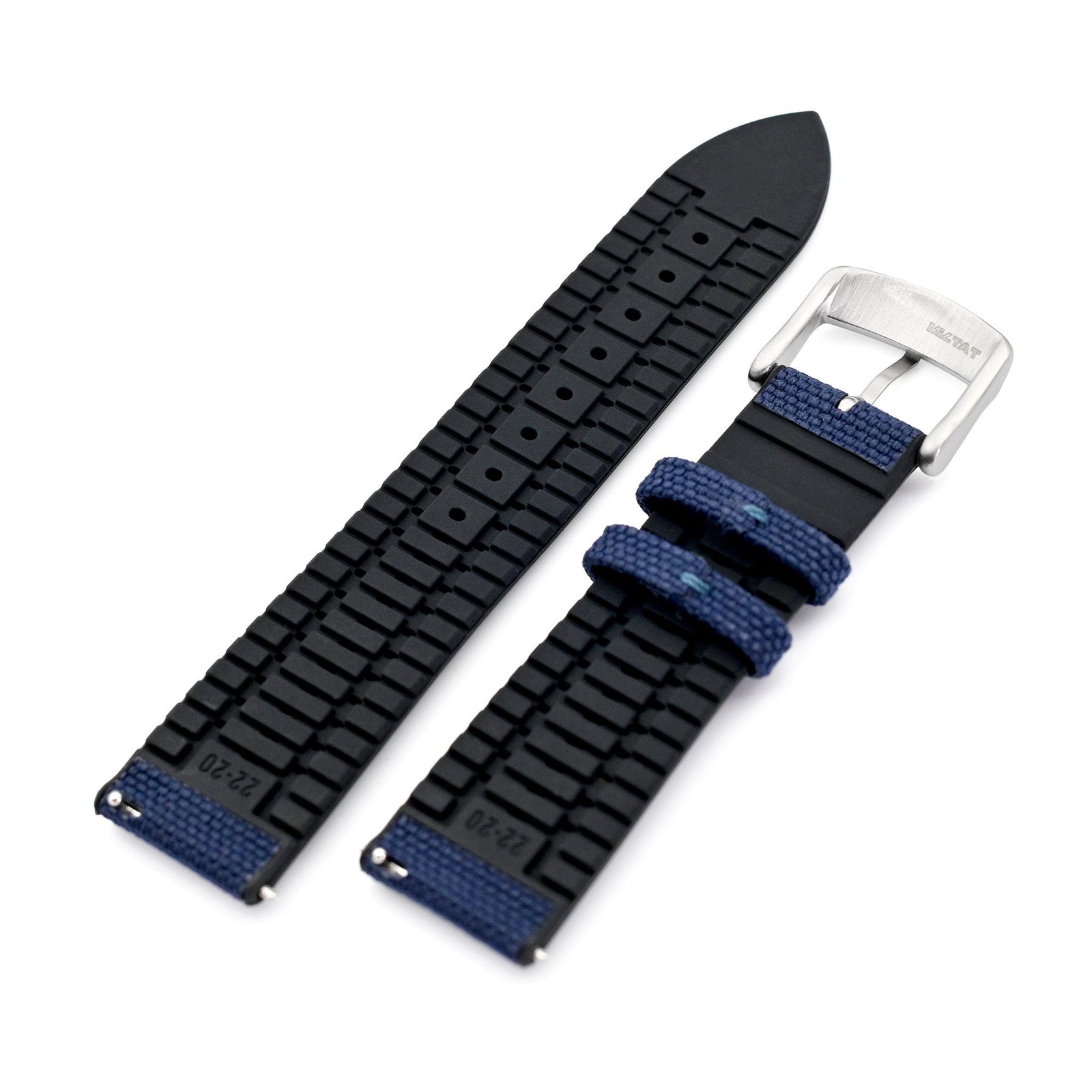 Navy Blue FKM35 Sailcloth FKM Quick Release Rubber Watch Band, 19mm to 22mm  Strapcode watch bands