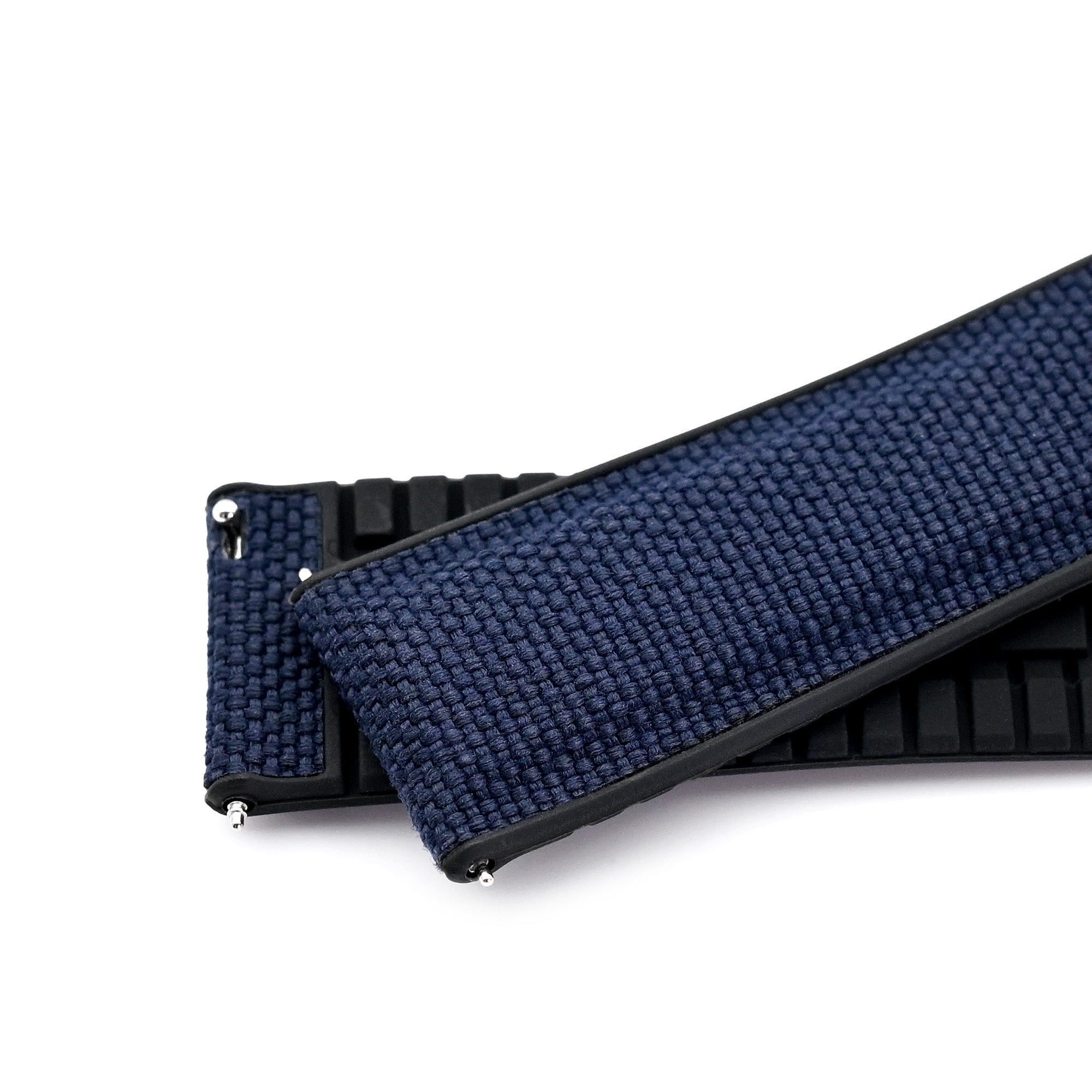 Navy Blue Sailcloth FKM Quick Release Rubber Watch Band | Strapcode