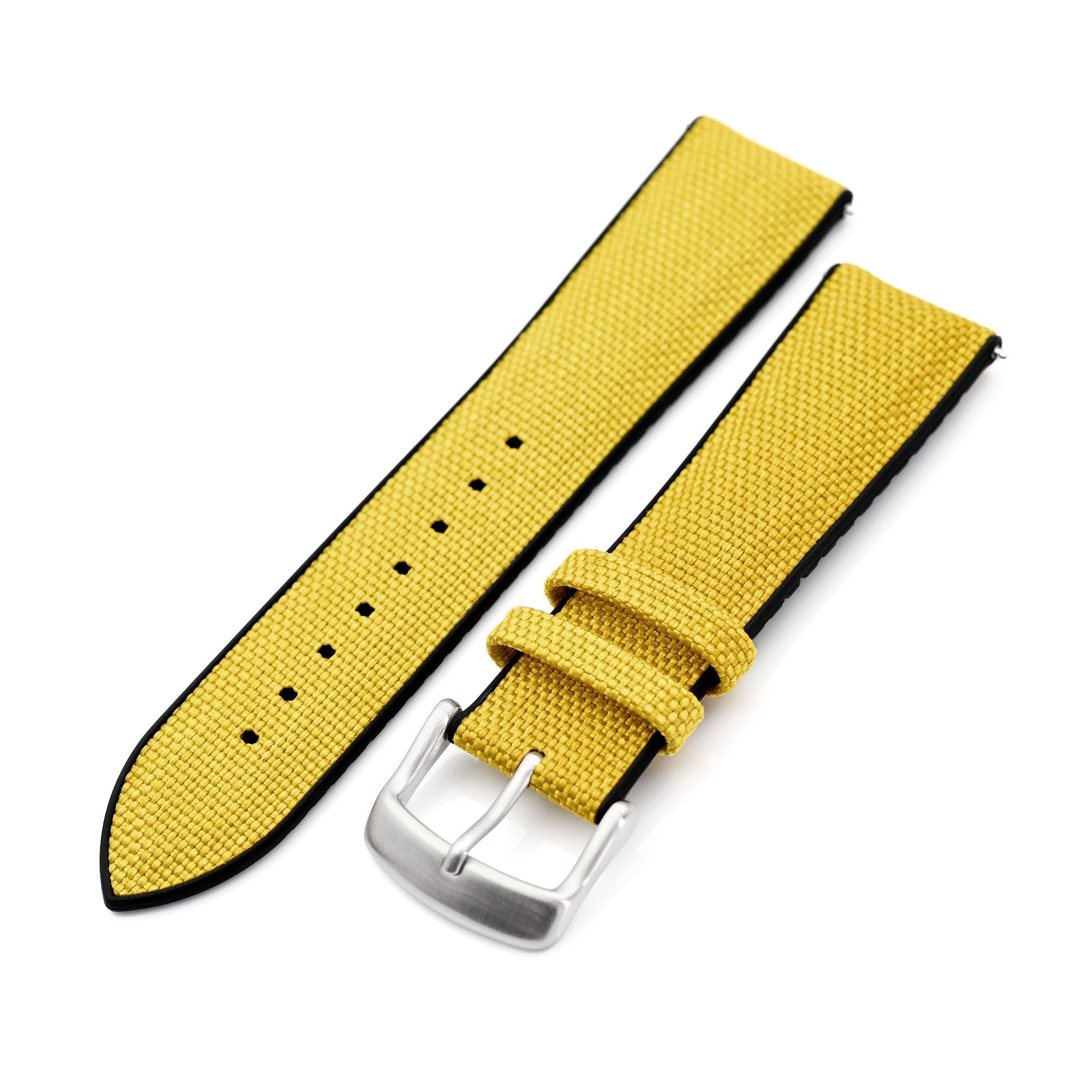 Yellow Sailcloth FKM Quick Release Rubber Watch Band | Strapcode