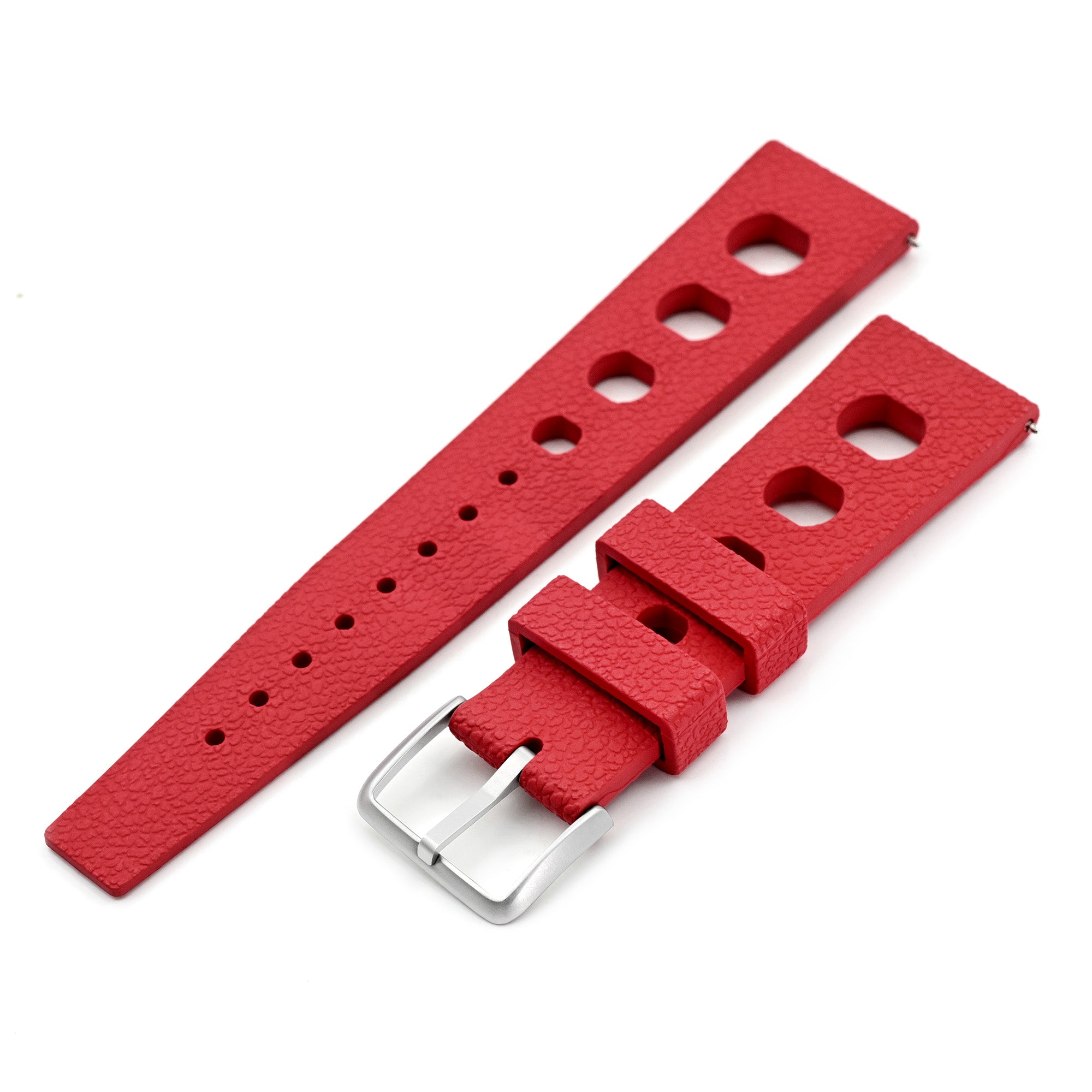 Steel Rally Watch Strap Large Holes Rally Rubber Q.R. Deployant FKM Watch Band | Strapcode