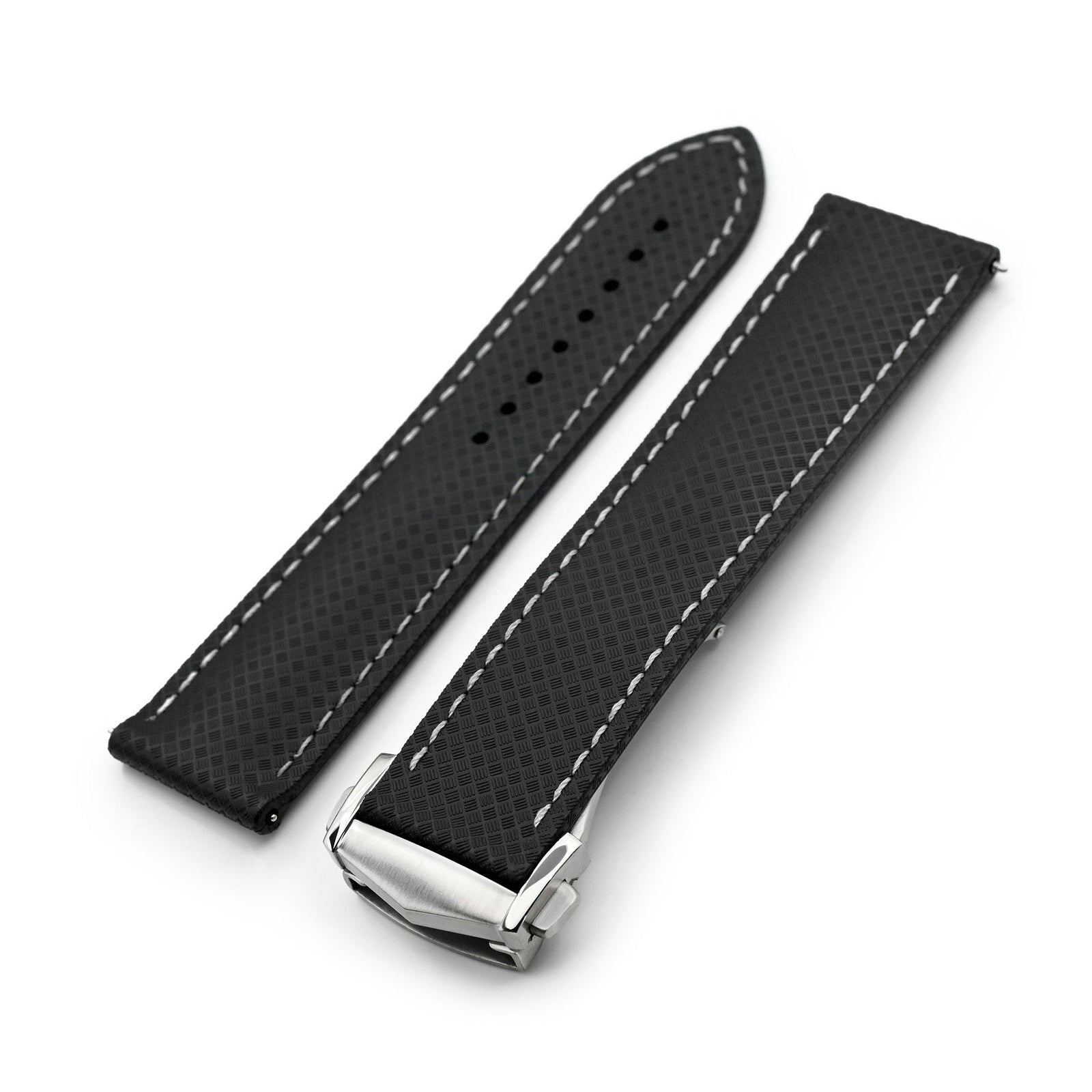 Black FKM37 Rubber Q.R. Deployant Watch Band, 20mm or 22mm Strapcode watch bands