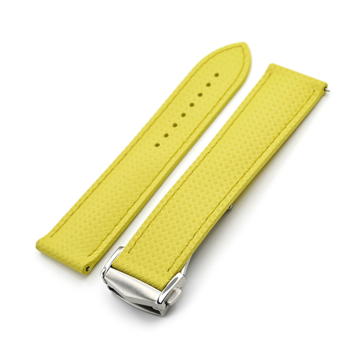 Yellow FKM37 Rubber Q.R. Deployant Watch Band, 20mm or 22mm Strapcode watch bands
