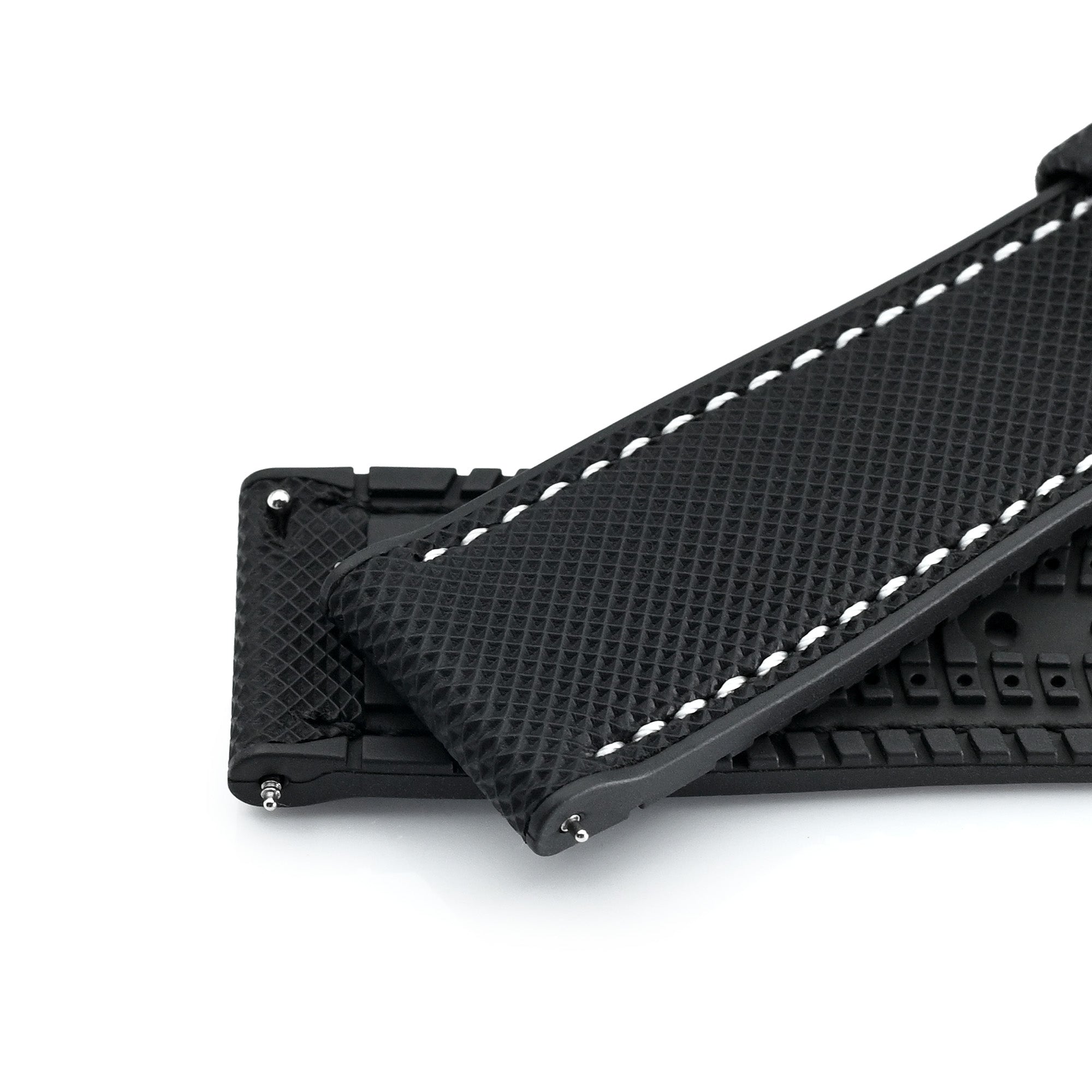 FKM38 Black FKM Quick Release Rubber Watch Band, Brushed | Strapcode