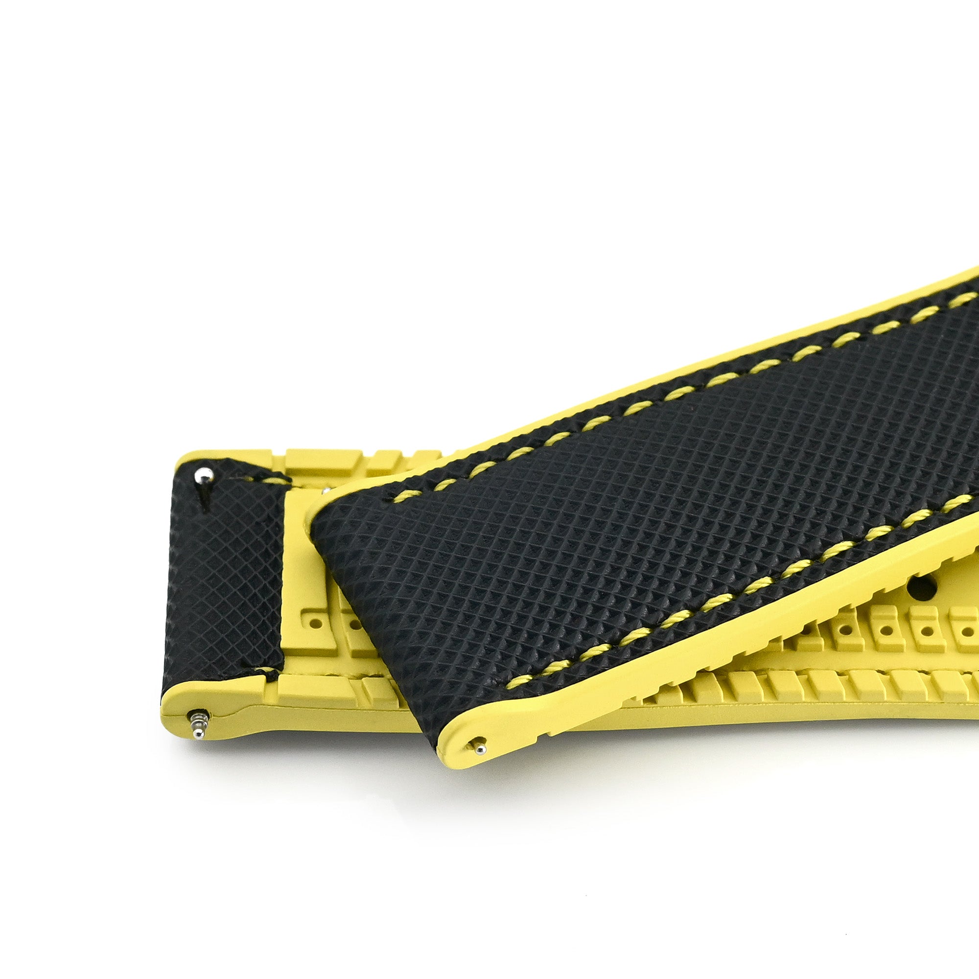 FKM38 Black on Yellow FKM Quick Release Rubber Watch Band | Strapcode