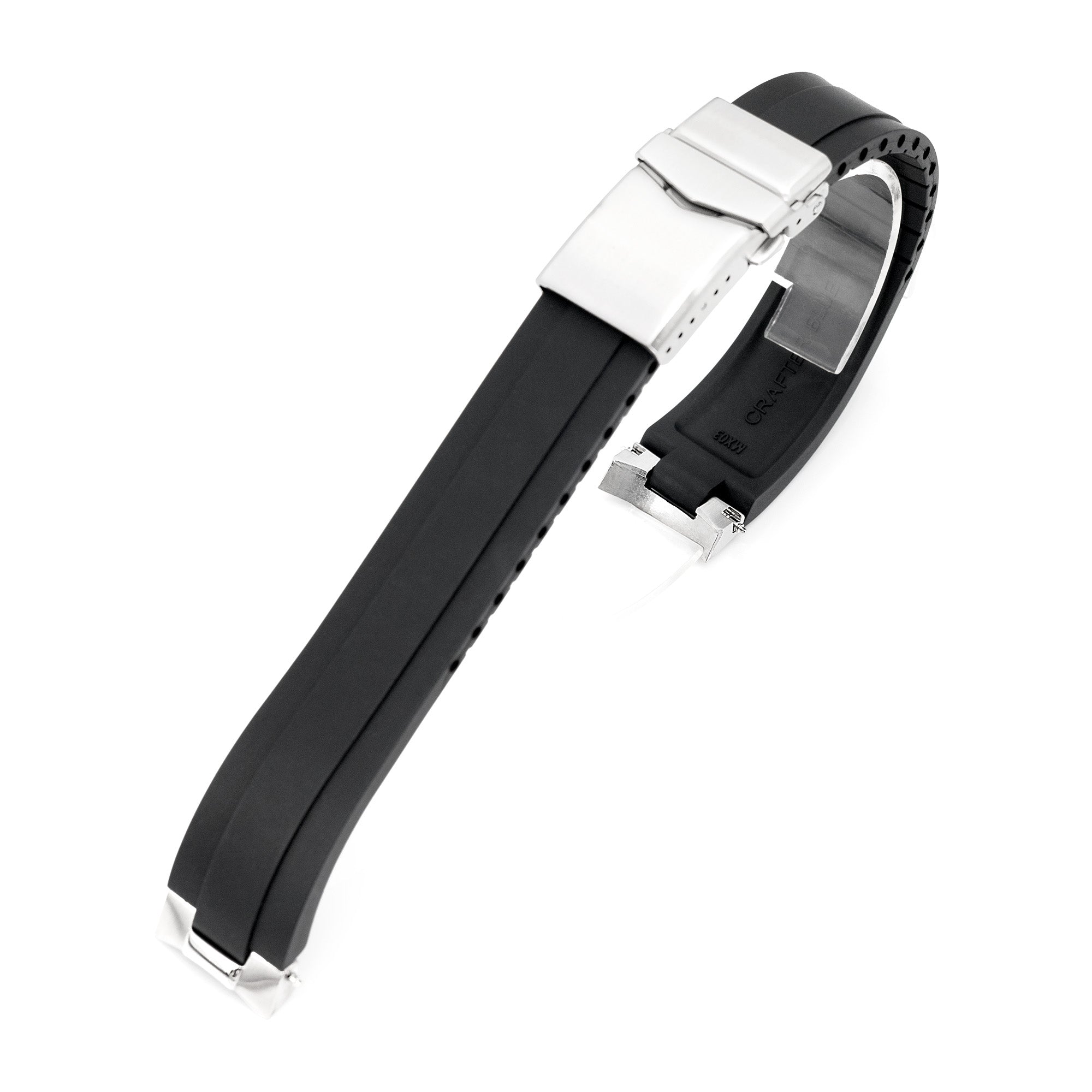 20mm Crafter Blue FKM Strap with Curved End Links For Seiko