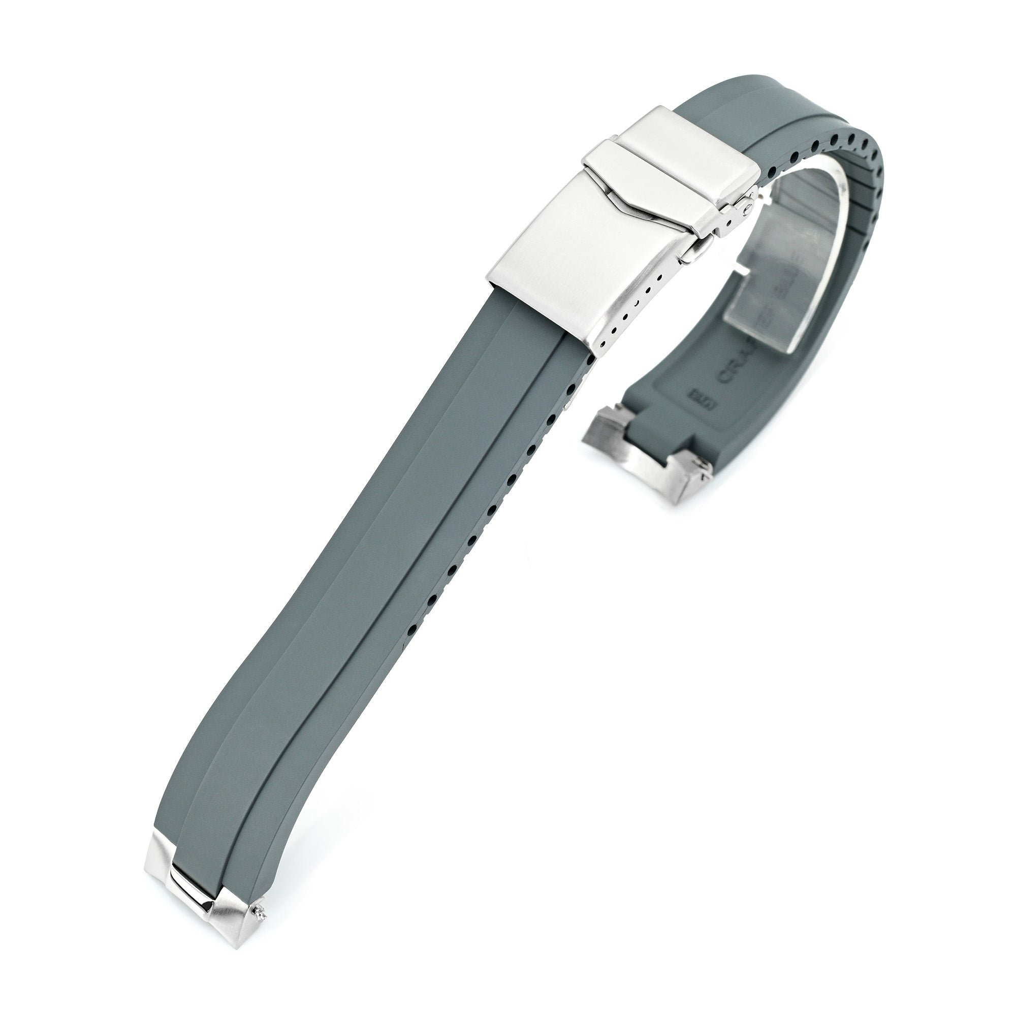 20mm Crafter Blue FKM Strap with Curved End Links For Seiko