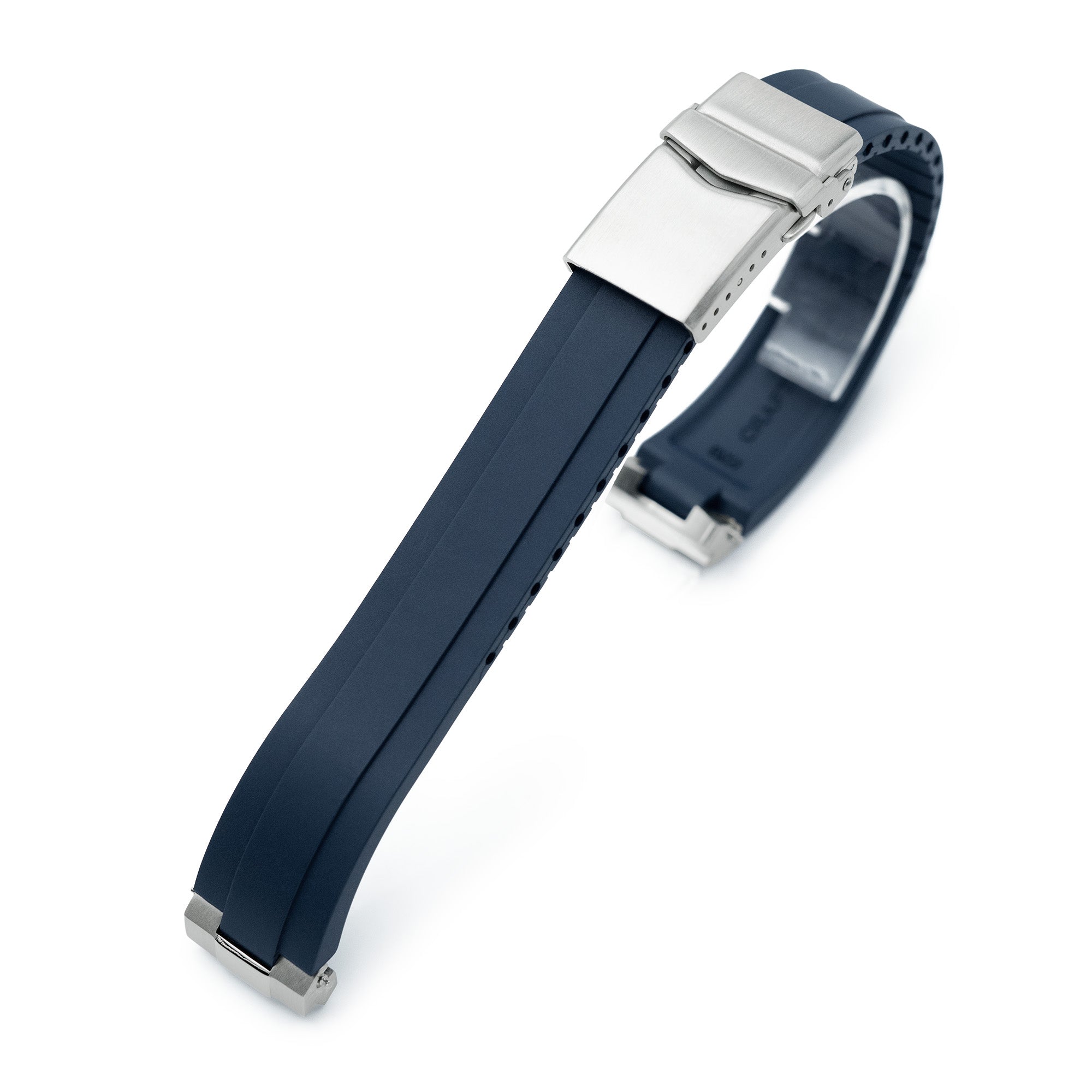 20mm Crafter Blue FKM Strap with Curved End Links For Seiko