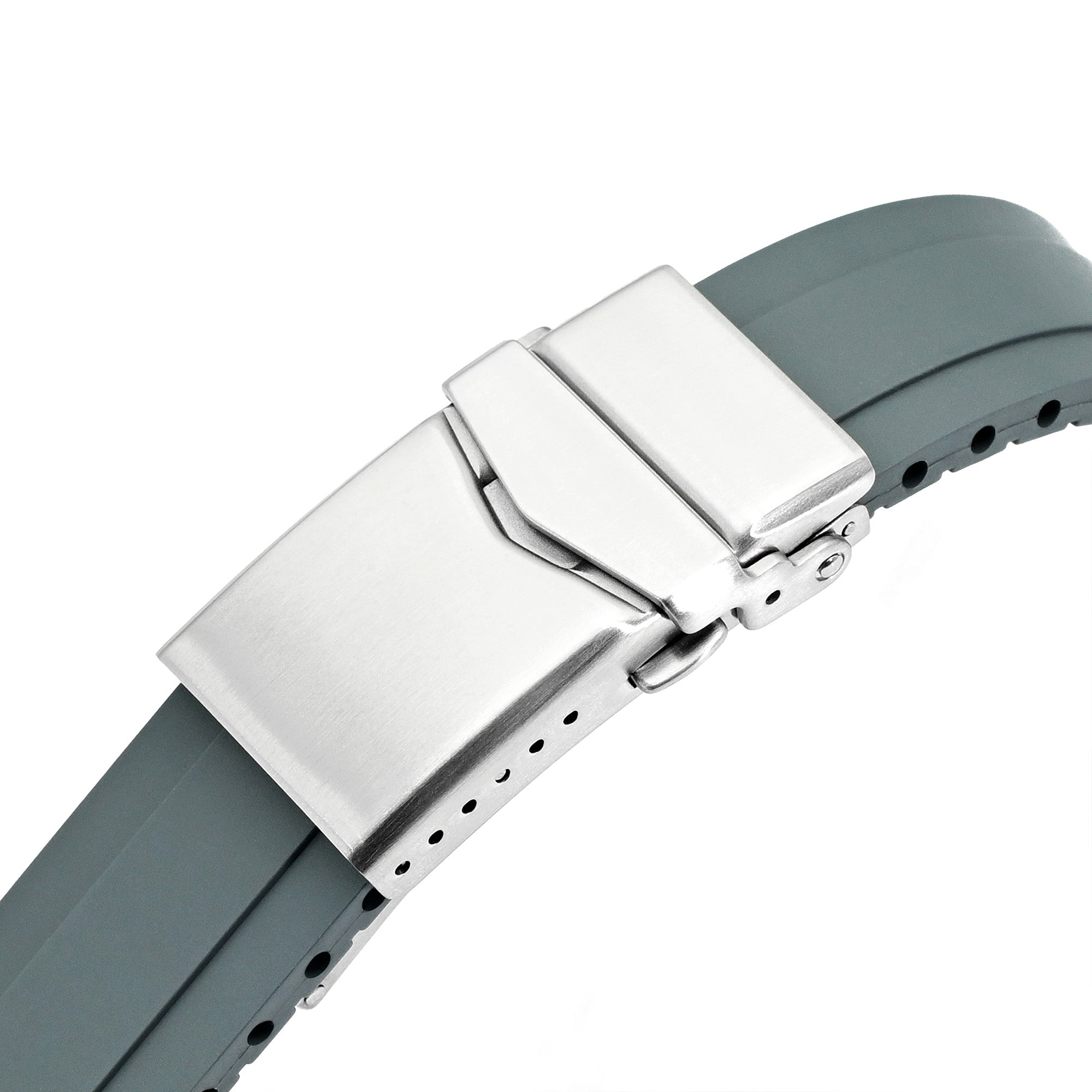 20mm Crafter Blue FKM Strap with Curved End Links For Hamilton