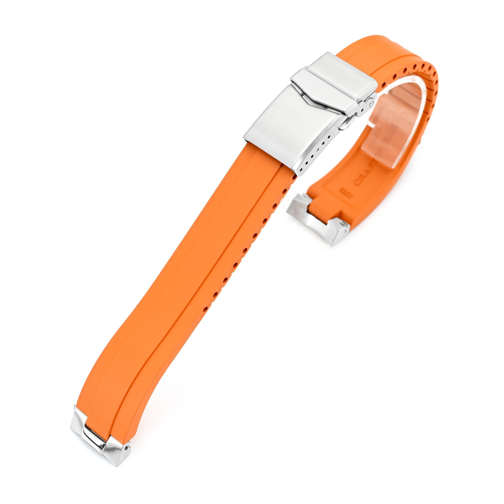 20mm Crafter Blue FKM Strap with Curved End Links For Hamilton