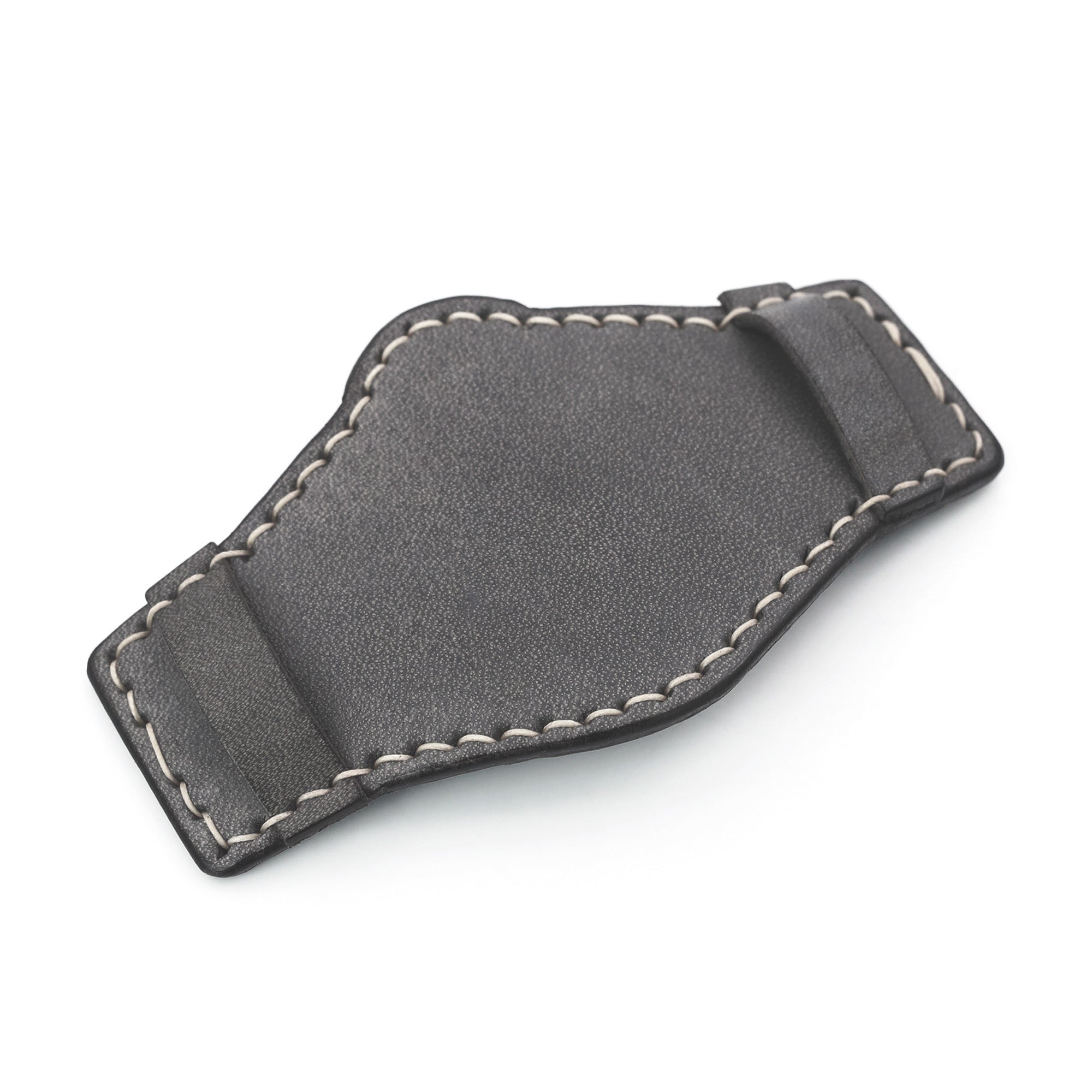 Cuscinetto di cuoio in pelle di vitello grigio grigio militare per cinghie di orologio da 20 mm o 22 mm, cuciture in cera beige