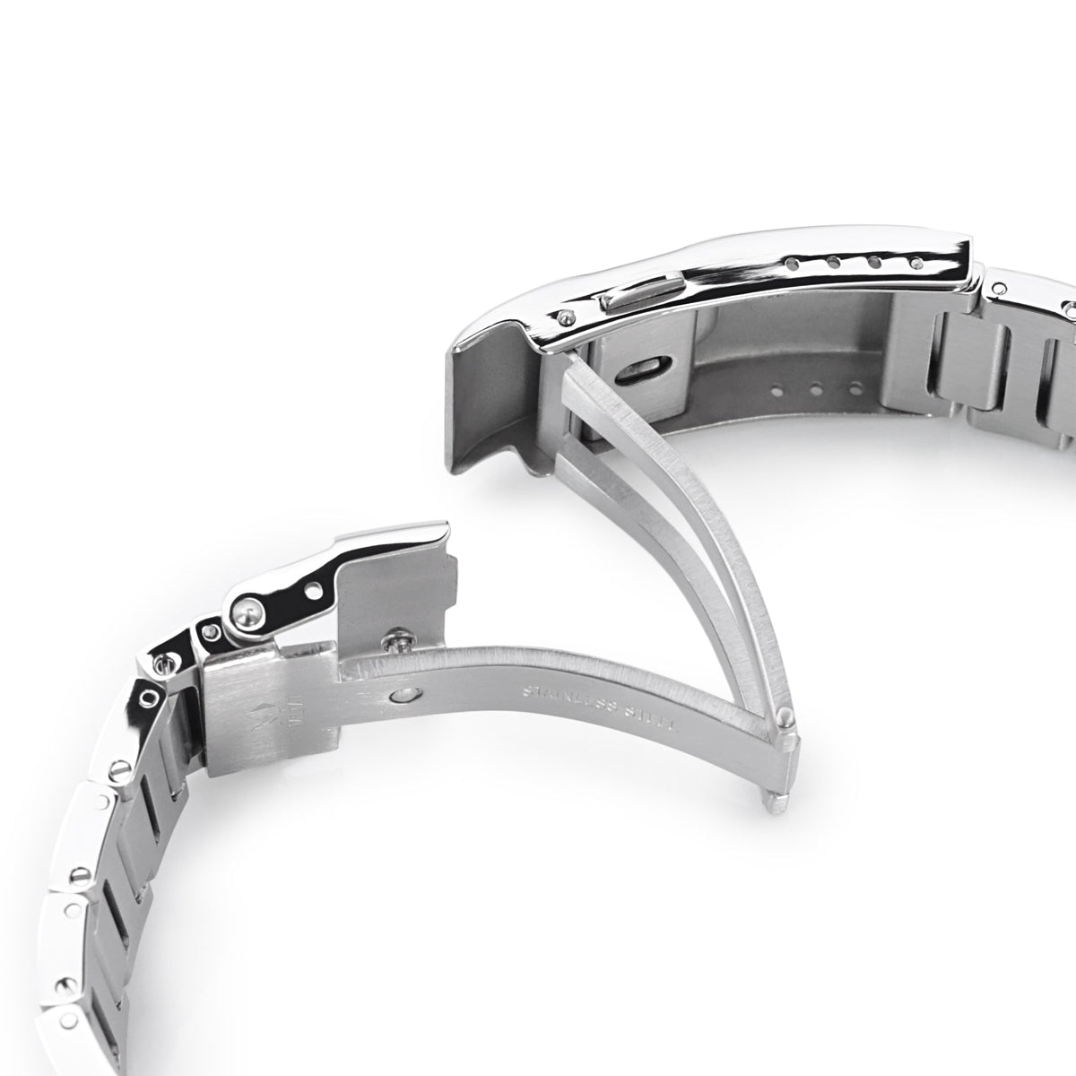 20mm Rollball version II Watch Band for Seiko 5 Sports 38mm, 316L Stainless Steel Brushed Baton Diver Clasp Strapcode Watch Band