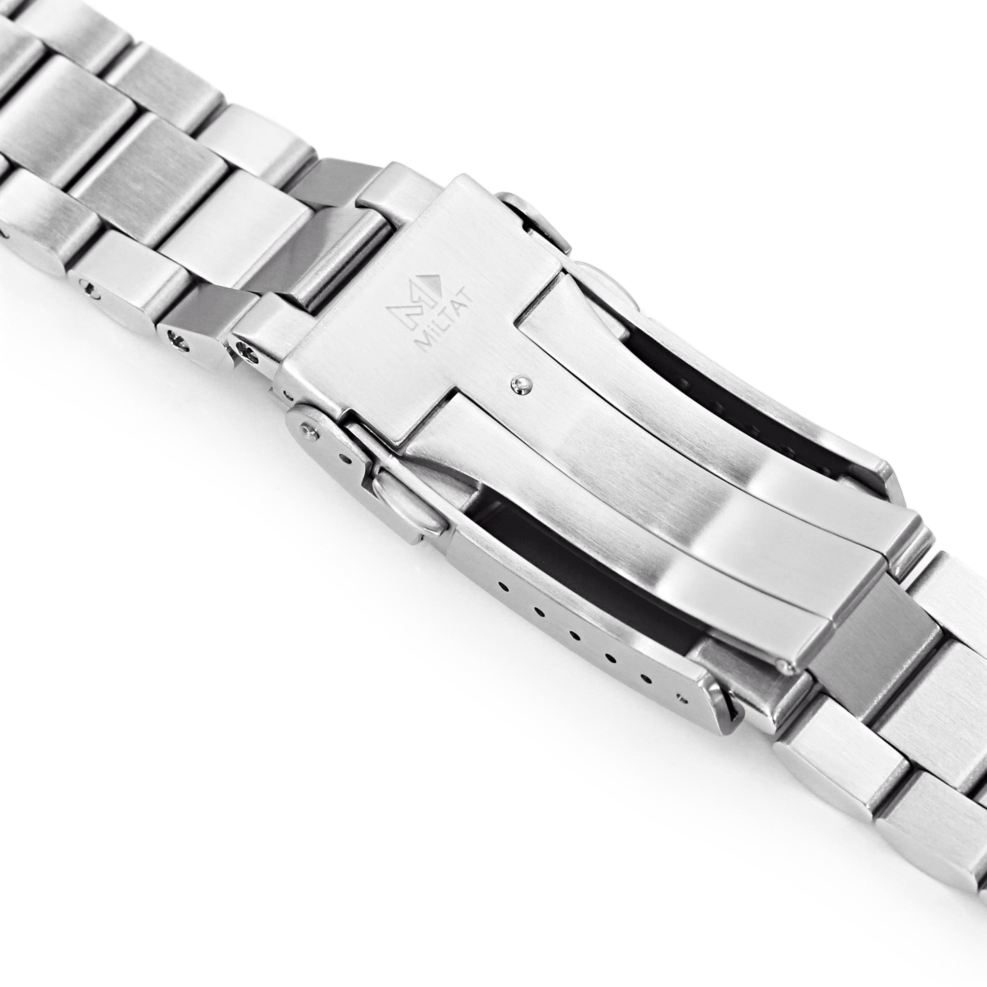 22 mm Fine dritta della fascia di orologi in metallo terminale solido, pulsante a v-tela in acciaio inossidabile 316L doppio blocco