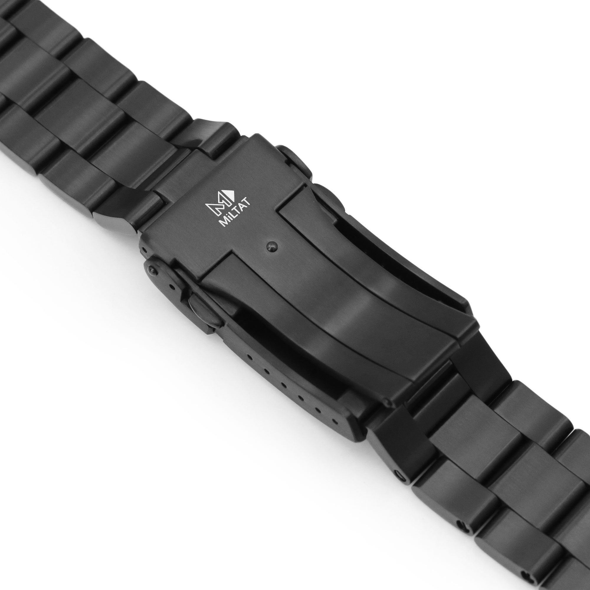 22 mm Super-O Boyer Watch Band per Orient Black & Gold Kamasu RA-AA0005B19B, acciaio inossidabile-rivestimento nero spazzolato (DLC), v Class subacqueo