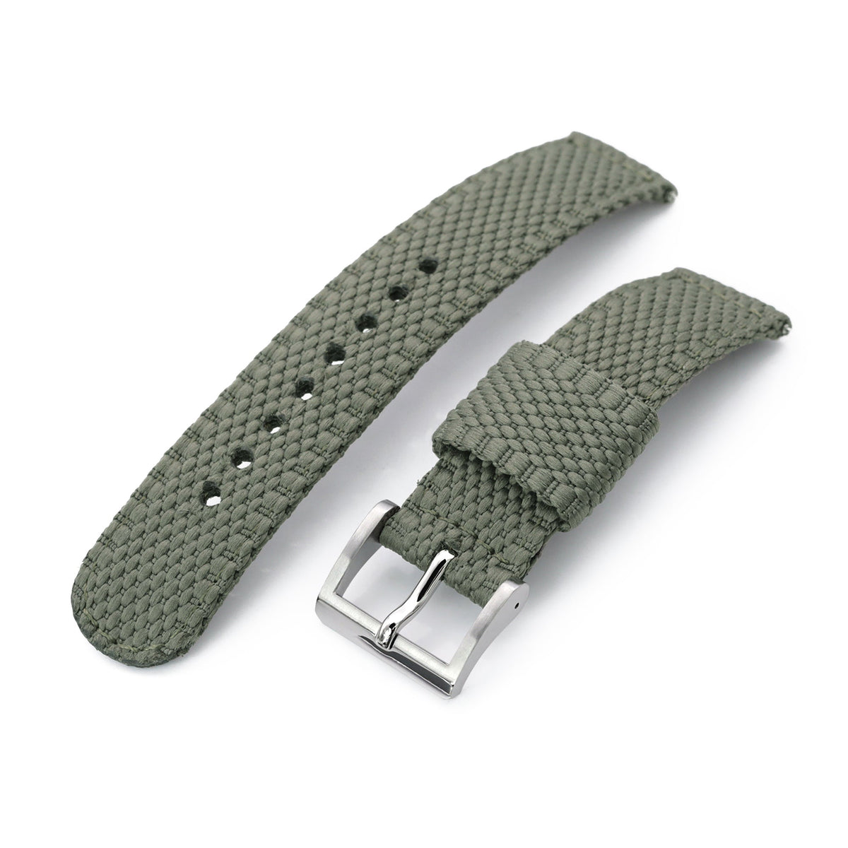Cinturino verde militare a motivo unico 2 pezzi, fibbia lucida