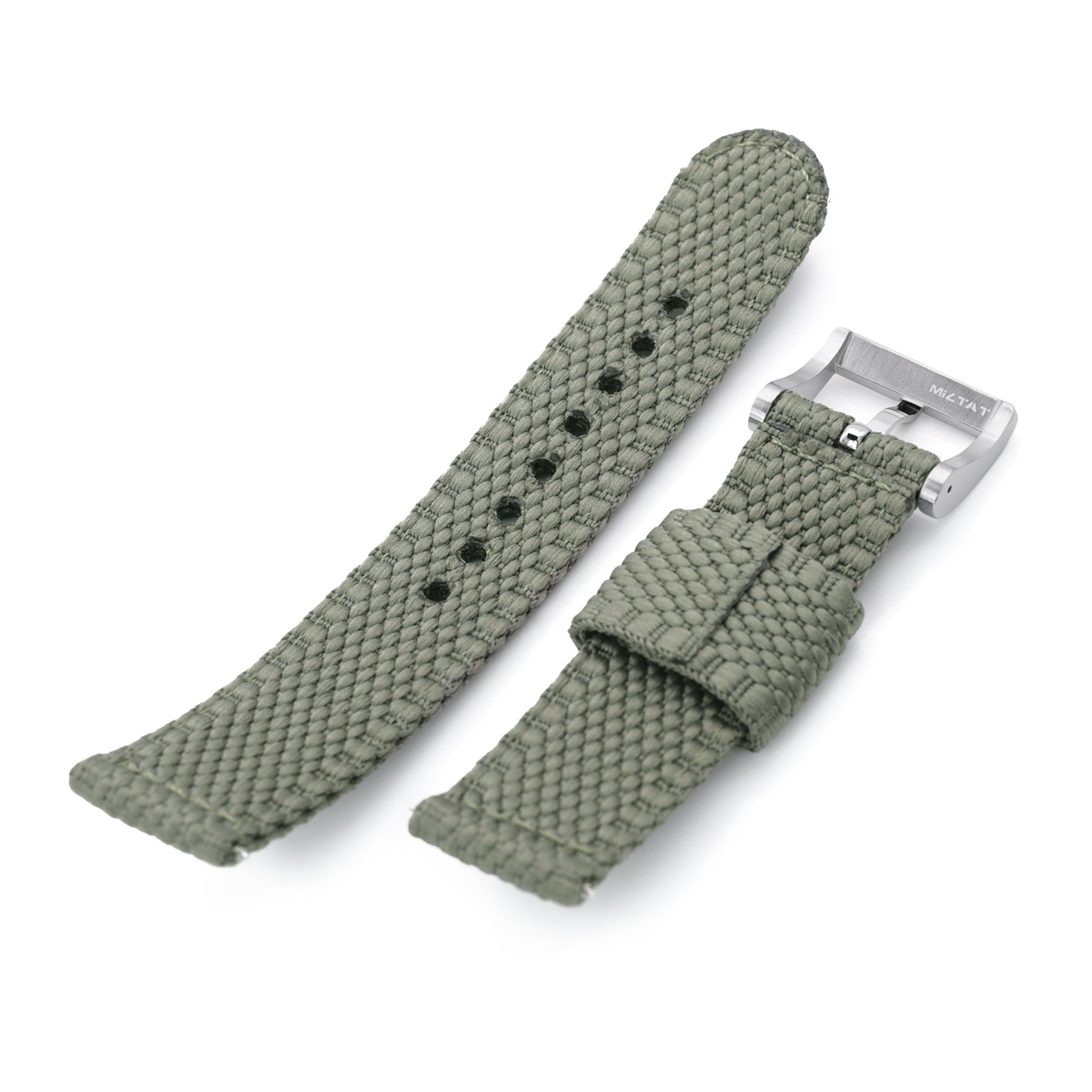 Cinturino verde militare a motivo unico 2 pezzi, fibbia lucida