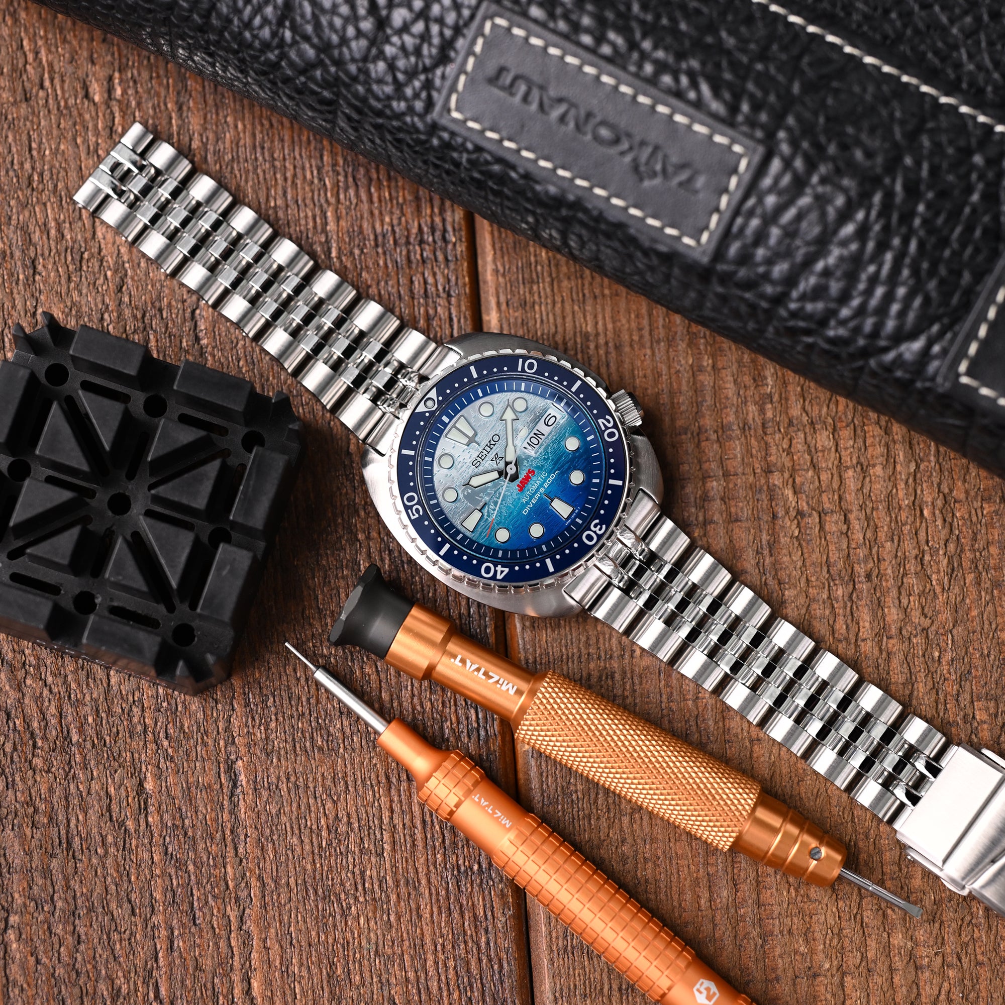 22mm Angus-J Louis Stainless Steel watch Band for Seiko Turtle SRP777