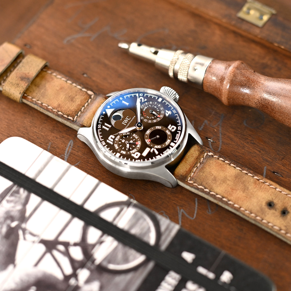 22mm Gunny X MT MISSION POSSIBLE 1 (MP1) Serie Vintage Braun Leder Uhrenarmband