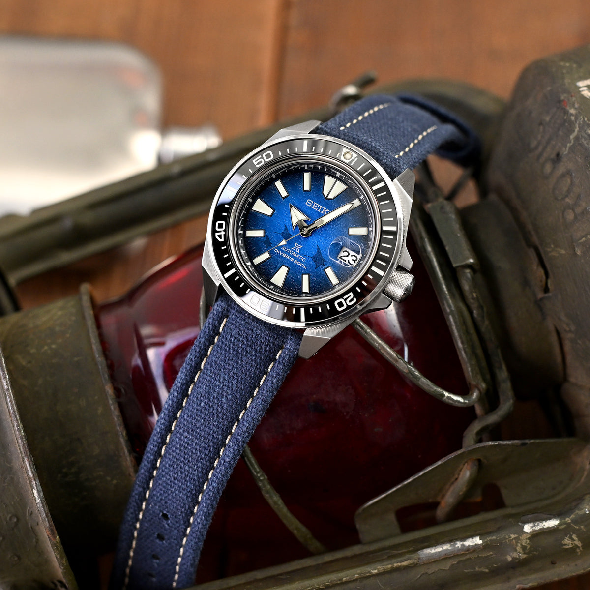 سوار ساعة قماش أزرق بحري بتصميم الطيار، إفلات سريع، 20 مم أو 22 مم