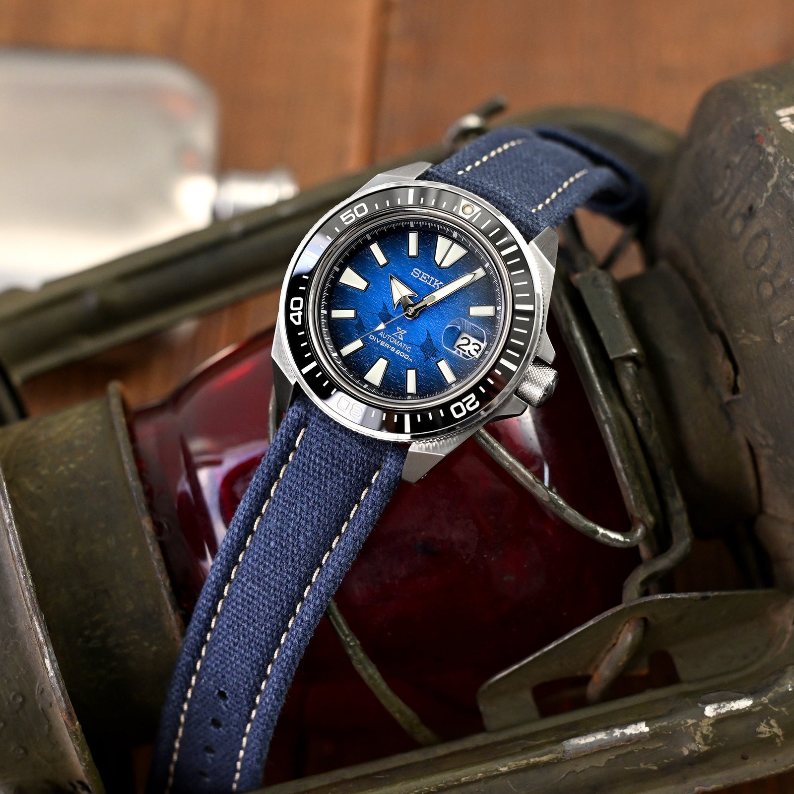 سوار ساعة قماش أزرق بحري بتصميم الطيار، إفلات سريع، 20 مم أو 22 مم