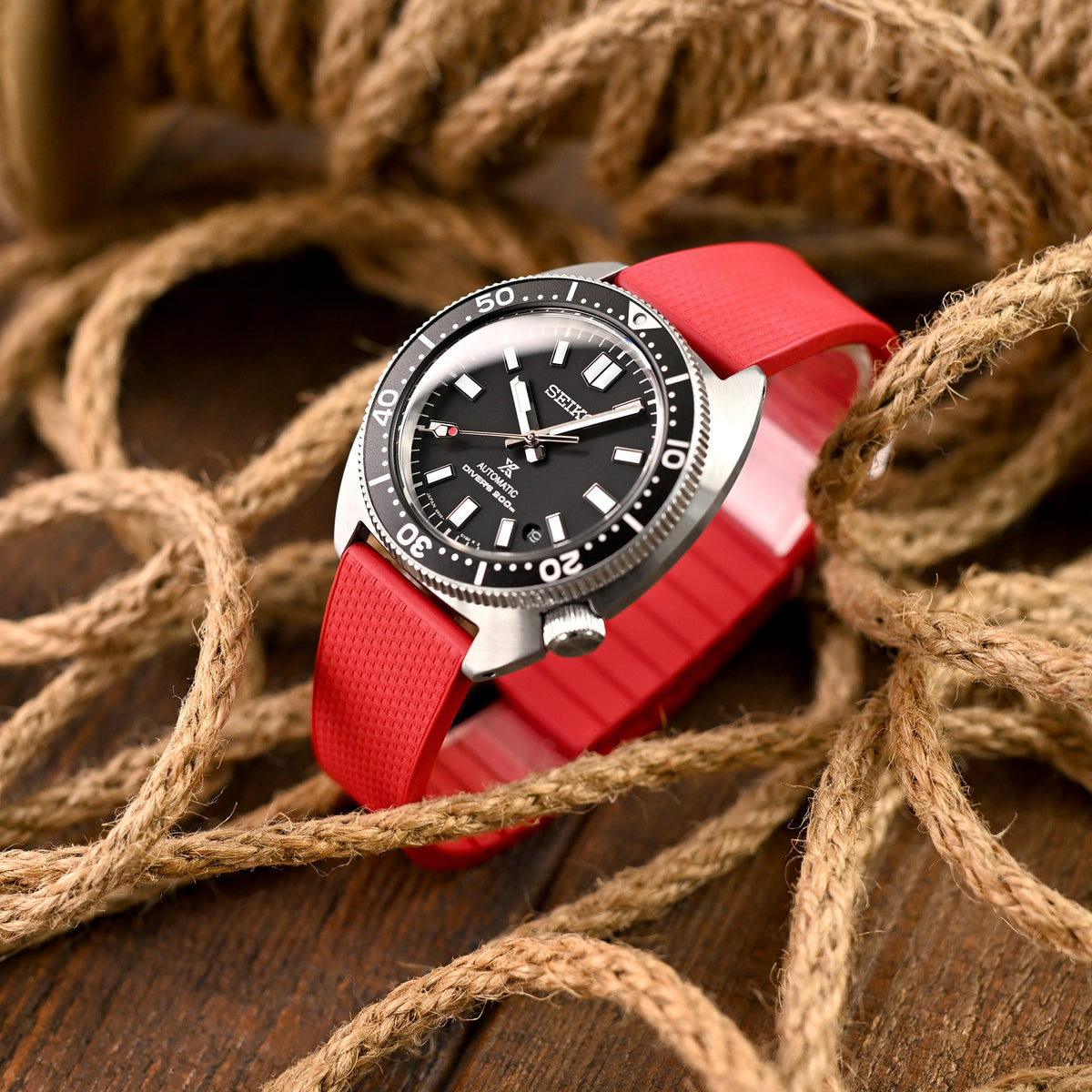 20mm FKM32 Rotes Kautschuk-Uhrenarmband mit Schnellverschluss, Faltschließe