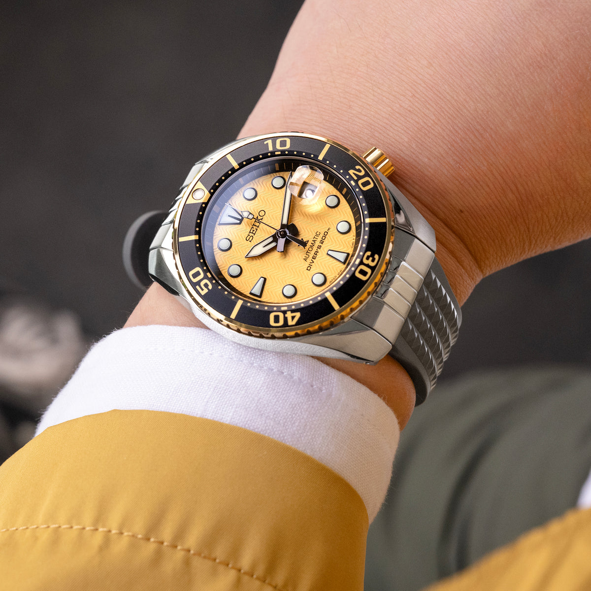 Cinturino orologio in gomma FKM grigio militare Chaffle, 20mm o 22mm