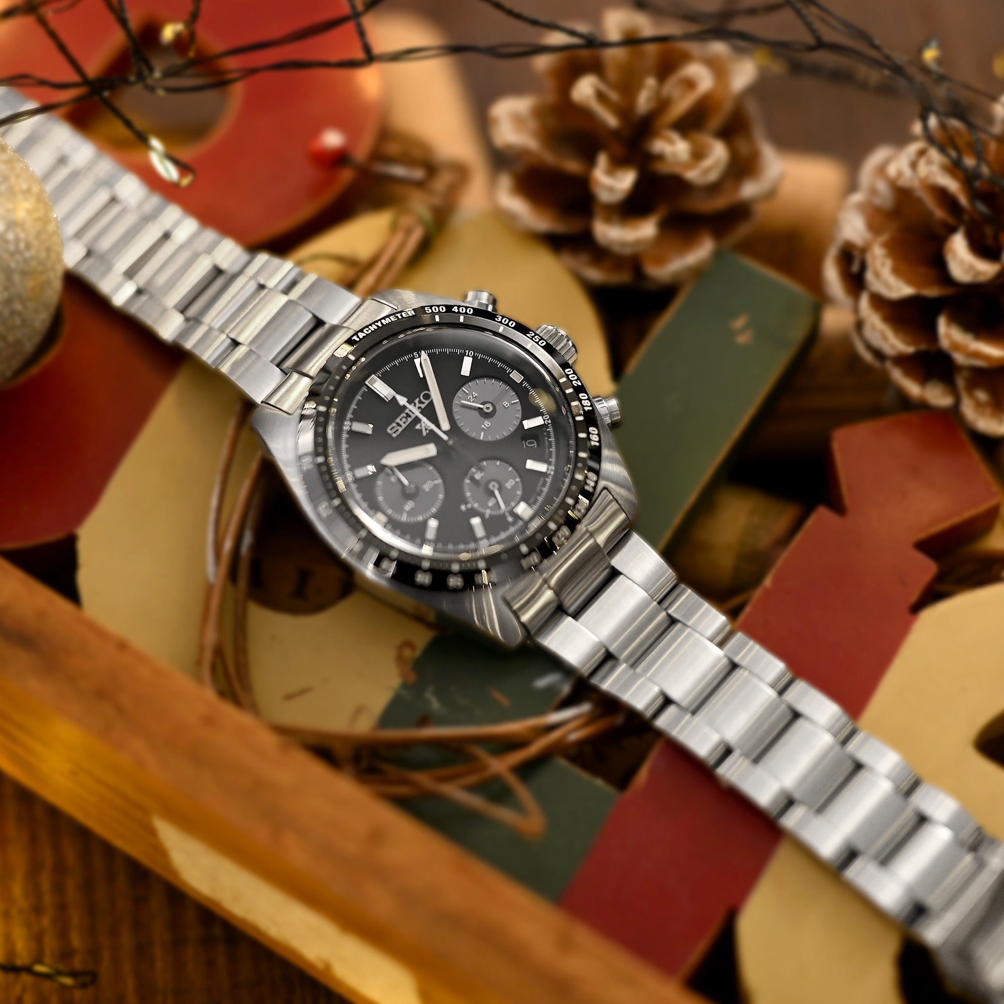 20mm Super-O Boyer Uhrenarmband für Seiko Prospex Speedtimer SSC813 SSC815 SSC817, Edelstahl - Gebürstet, V Diver Schließe