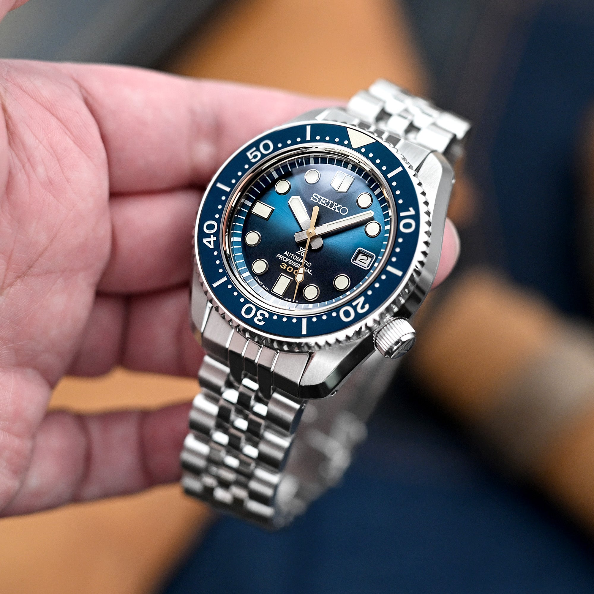 Cinturino 20mm Angus-J Louis per Seiko MM300 Prospex Marinemaster SBDX001 SBDX017 SBDX023, Acciaio Inox - Satinato con Centro Lucido, Chiusura V-Diver