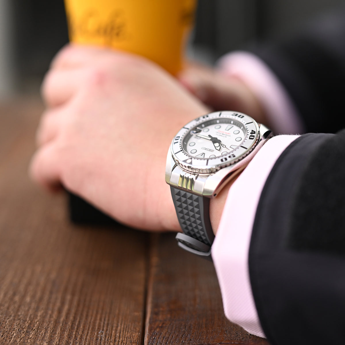 Correa Endlink Plus Chaffle Military Grey de caucho FKM compatible con Seiko Sumo SPB103