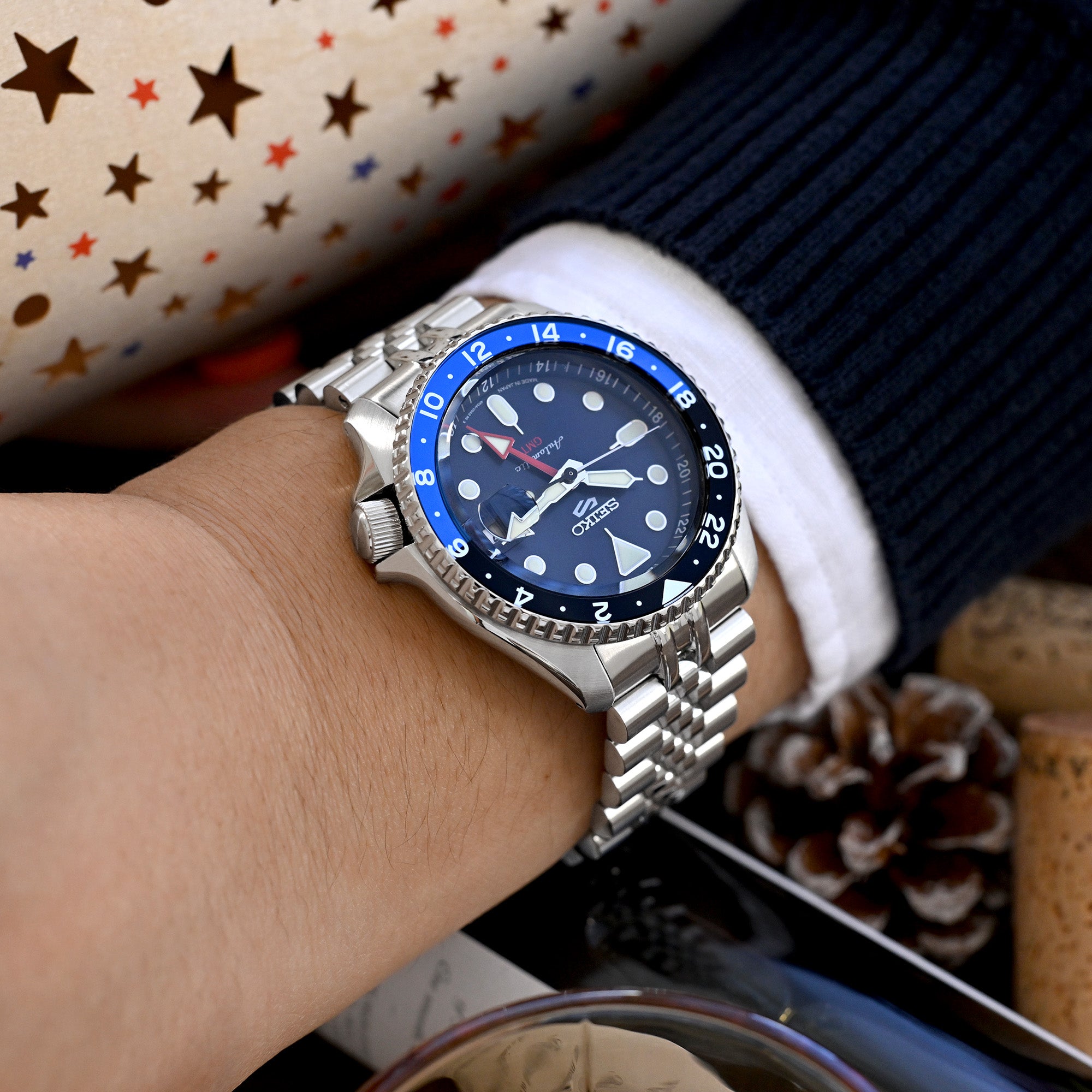 Kai Tian Cinturino Orologio Acciaio Inossidabile 20mm Opaco A 5 Righe Cinturino Ricambio Metallo Per Serrature Doppie Per Uomo Donna Blu - Foto 8