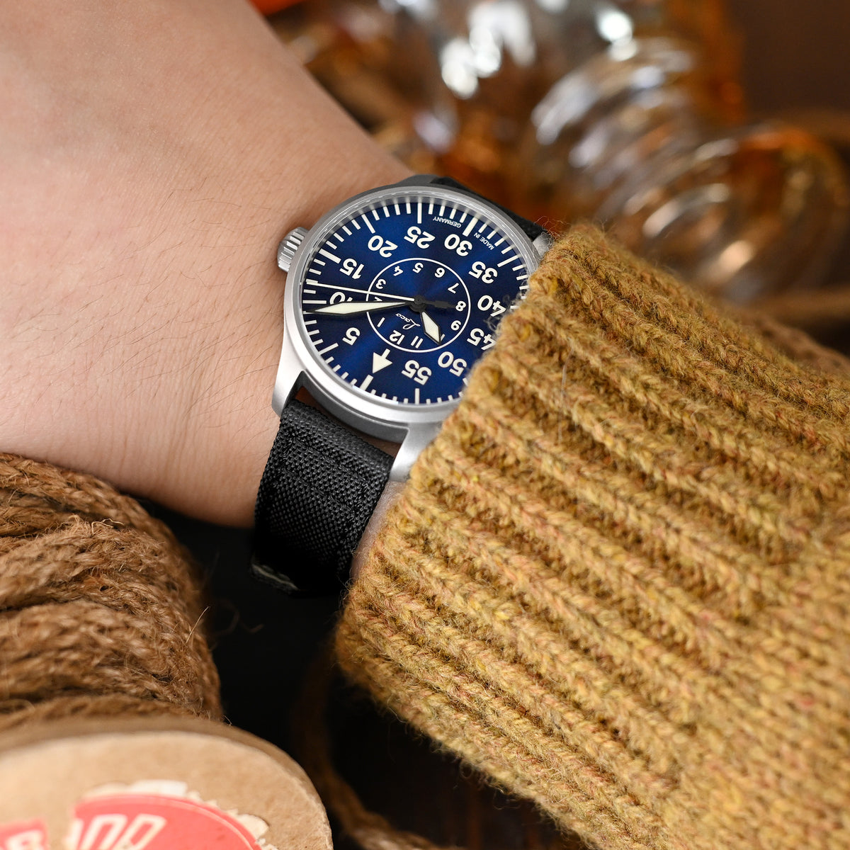 Laco Aachen Blaue Stunde 39 Pilot Watch Strapcode watch bands