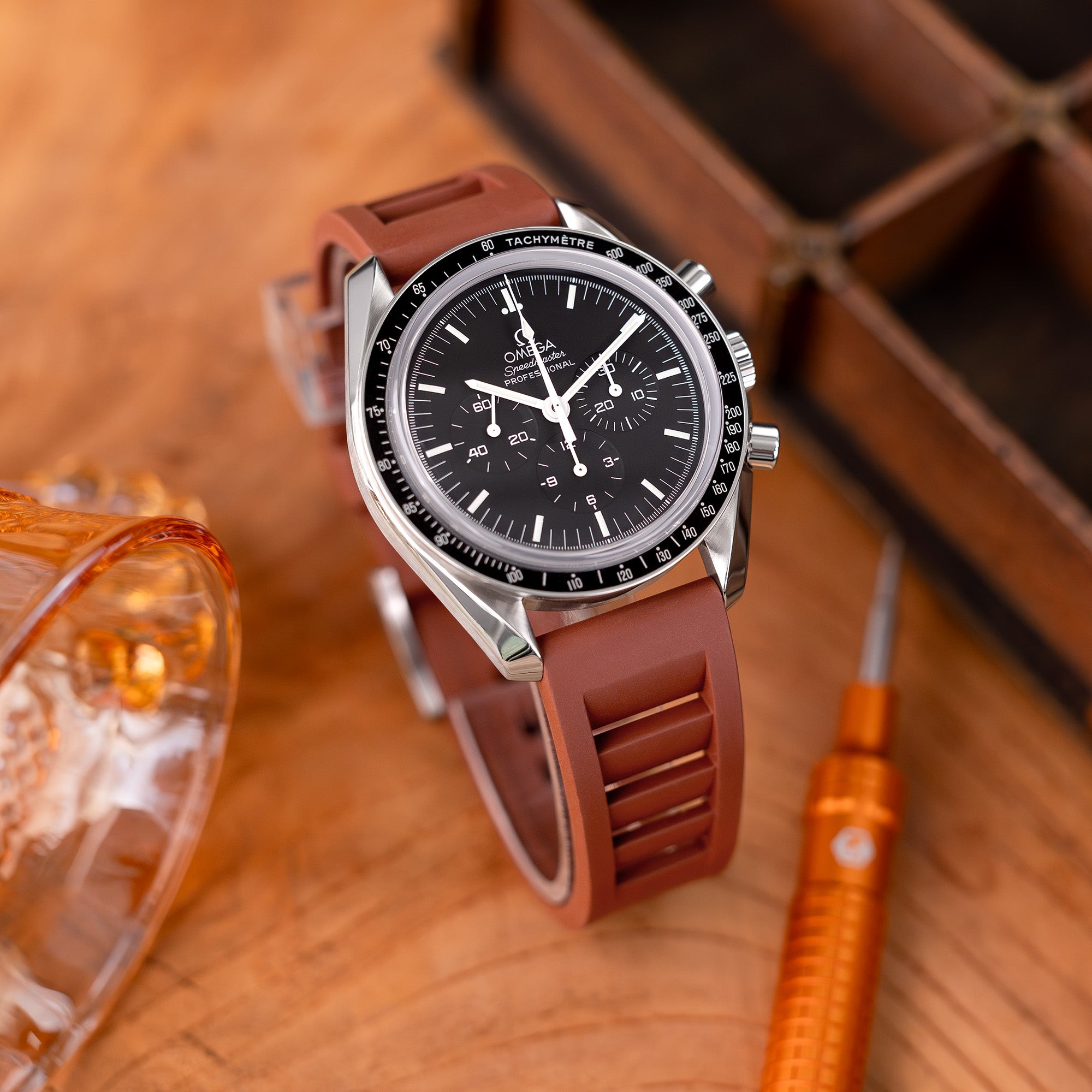 Brown RM Vented FKM Quick Release Rubber Strap 20mm | Strapcode