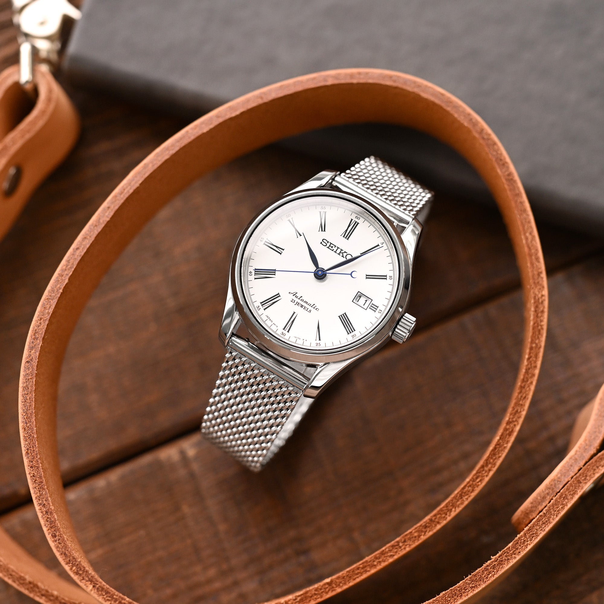 Quick Release Tapered Milanese Mesh Watch Band, 18mm, 19mm, 20mm, 21mm or 22mm, Polished
