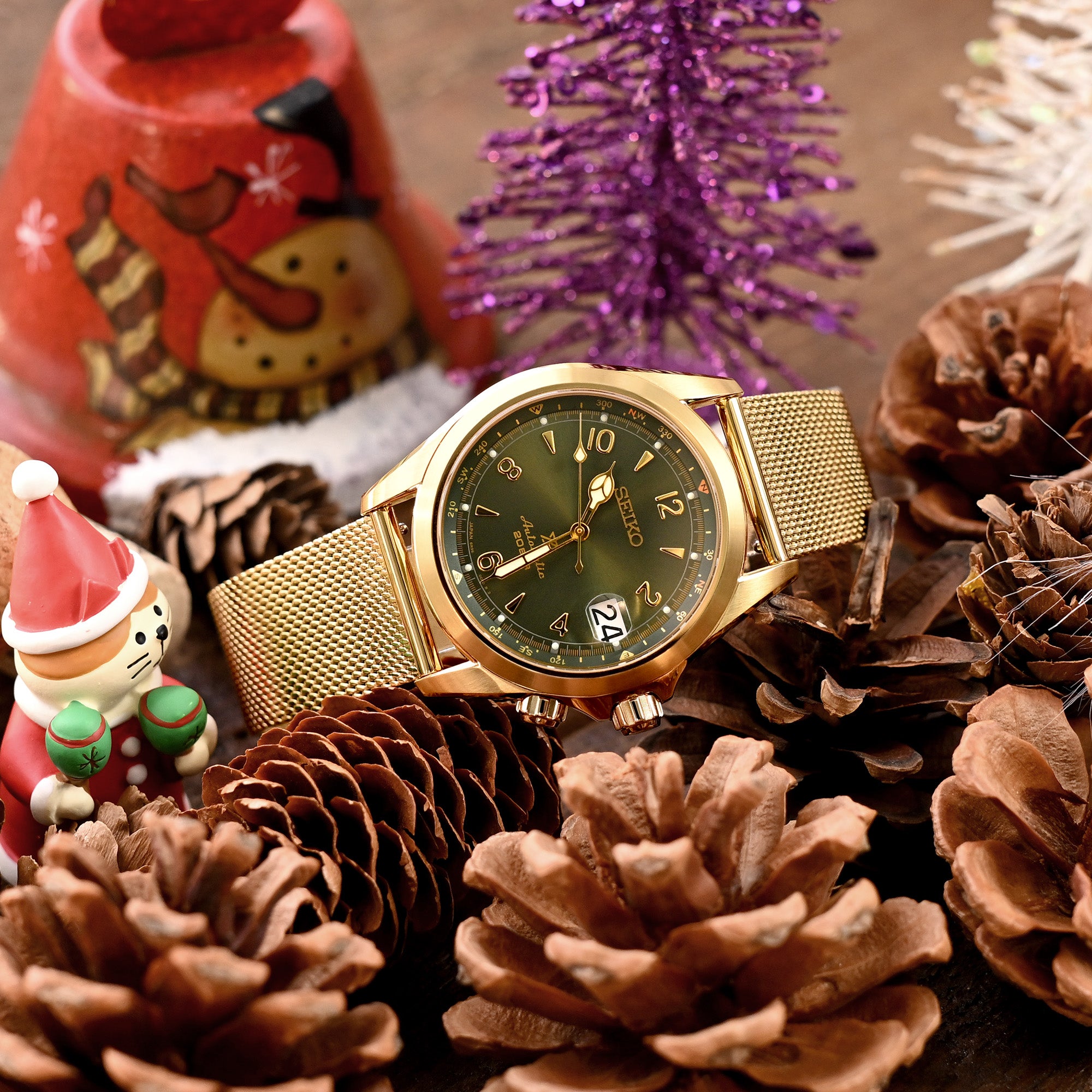 The Classic Gold Green MESH - Orologio Bracciale Oro, Quadrante Verde, Maglia In Acciaio, Vetro Zaffiro, Ronda