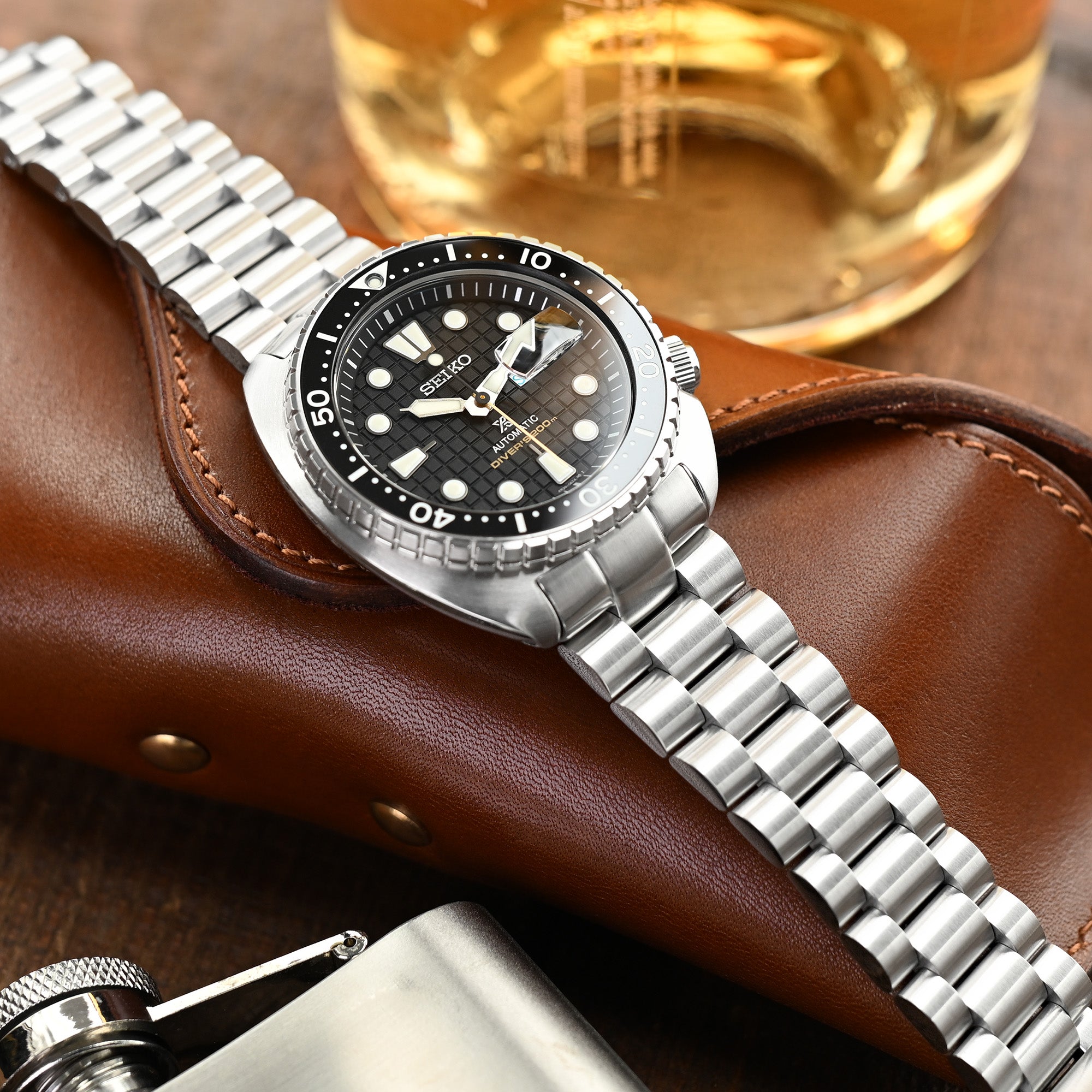 Bracelet Endmill 22mm pour Seiko New Turtles SRP777 SRP775 SRPA21 (PADI), acier inoxydable brossé, boucle V Diver