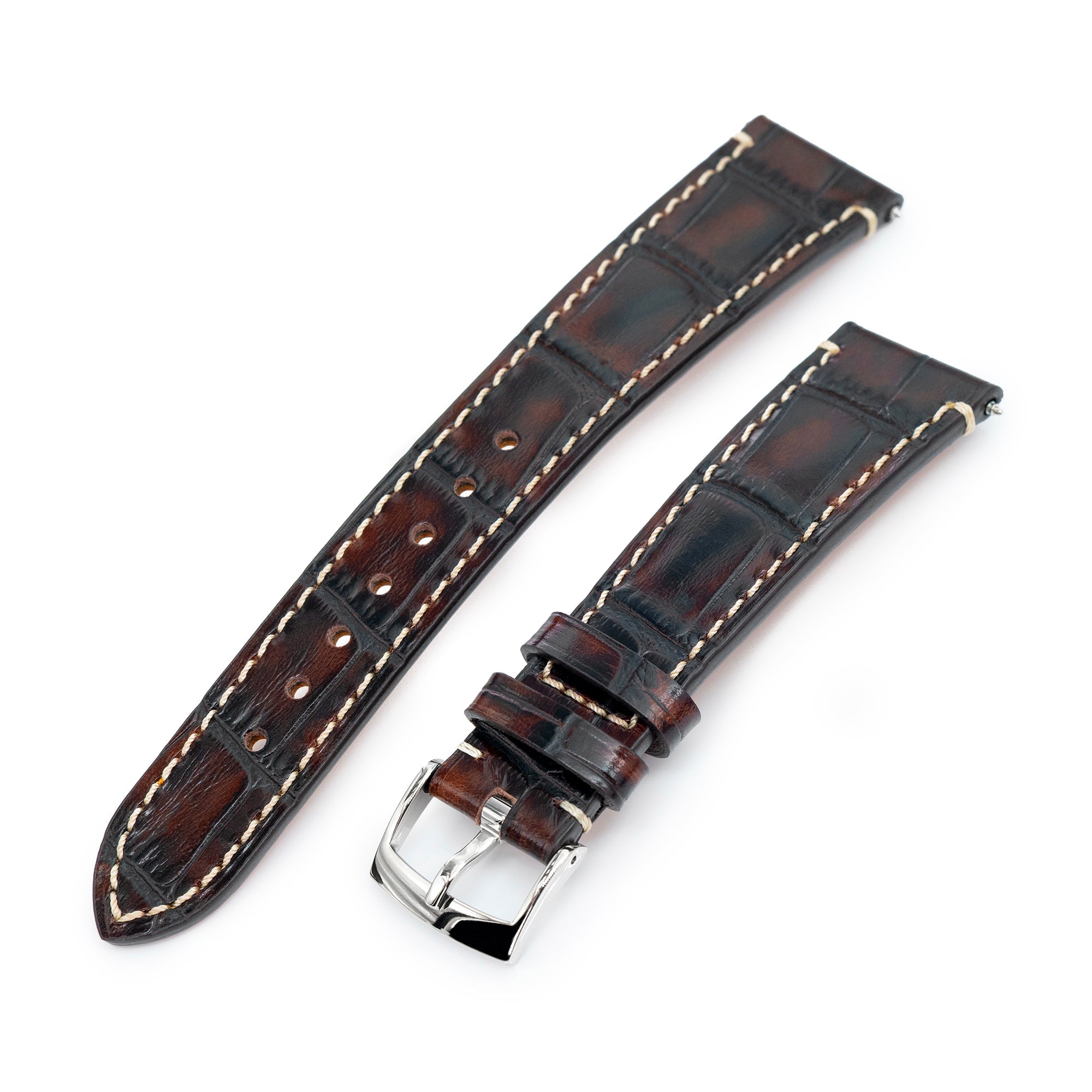 20mm Quick Release Italian Croco Grain Leather Watch Band | Strapcode