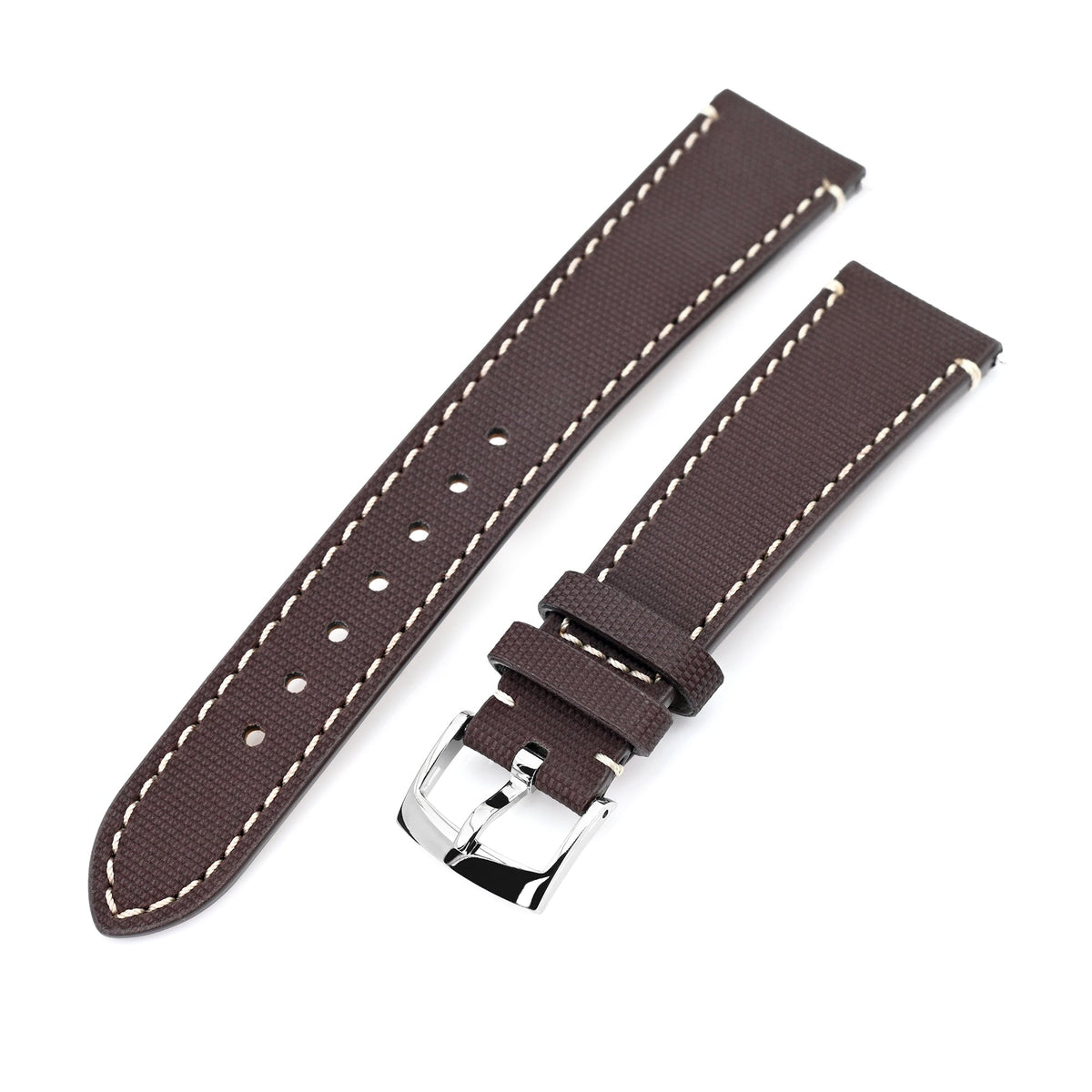 20mm Quick Release Dark Brown Woven Sailcloth Watch Band with Italian Leather Lining Strapcode