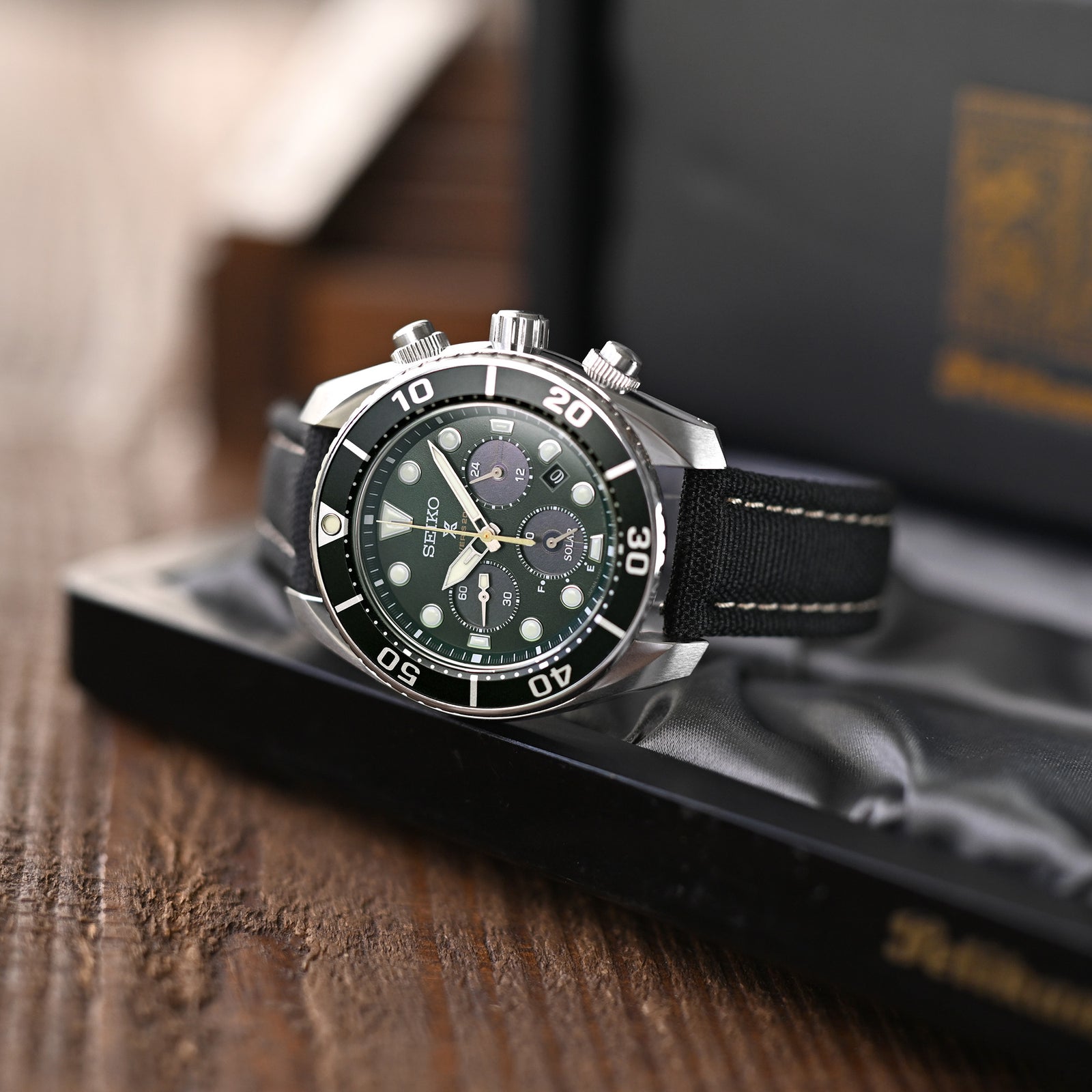 Aviator Style Black Canvas Quick Release Watch Band, 20mm or 22mm